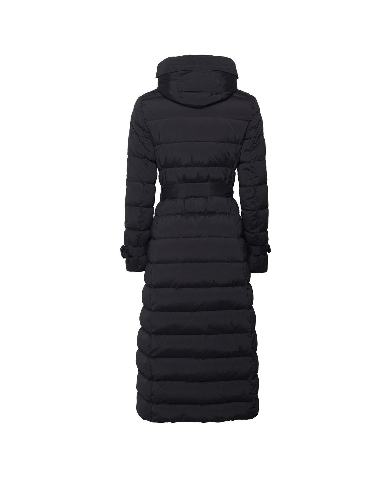 Burberry Double Breasted Hooded Belted Down Coat - Black