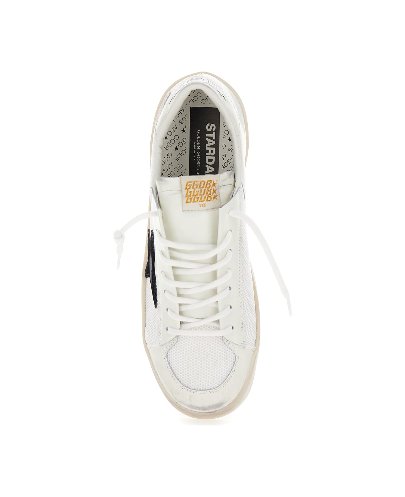 Golden Goose 'stardan' White Low Top Sneakers With Star Patch In Leather And Fabric Man - White