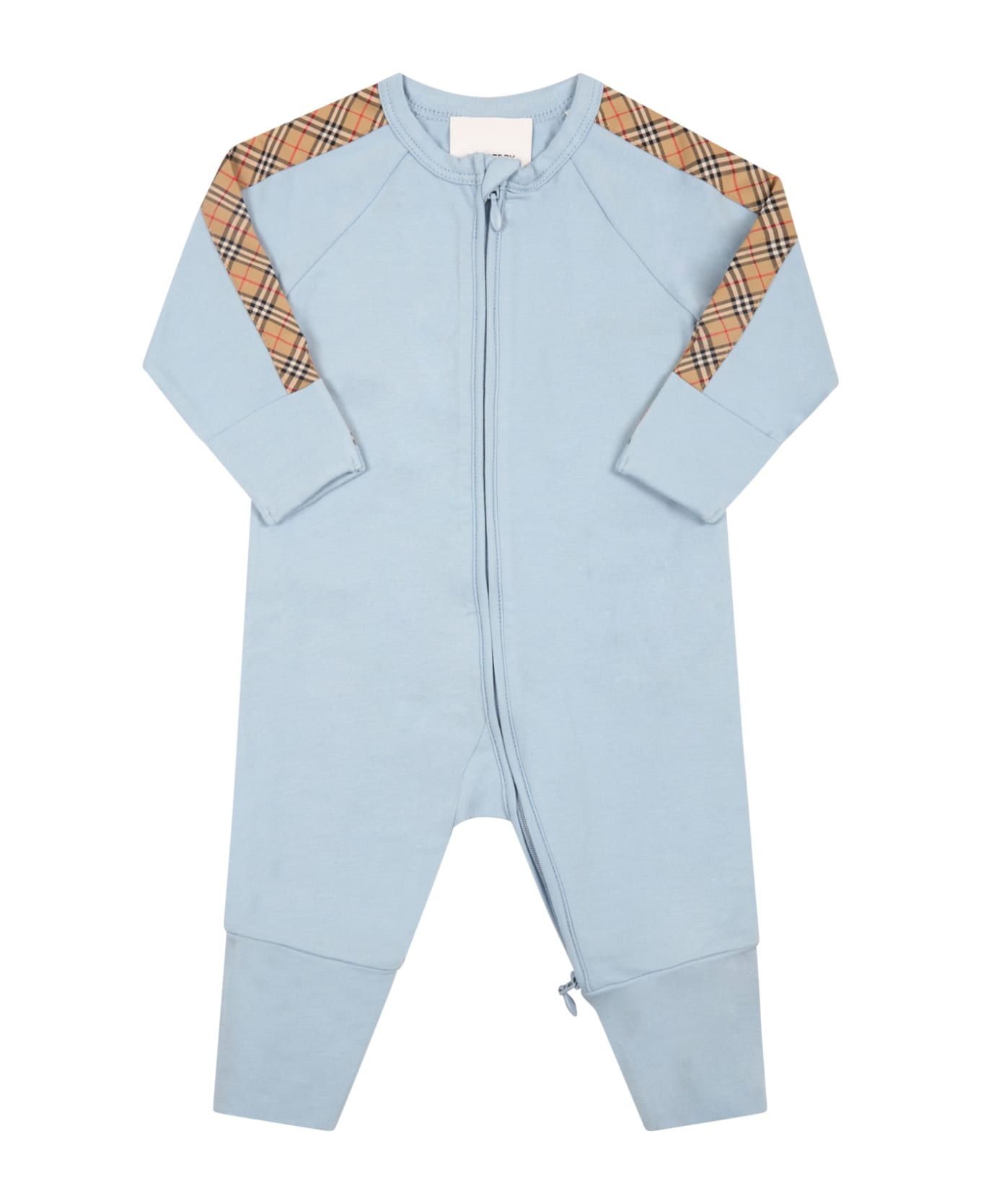 Burberry Light-blue Set For Babykids With Iconic Check Vintage - Light Blue