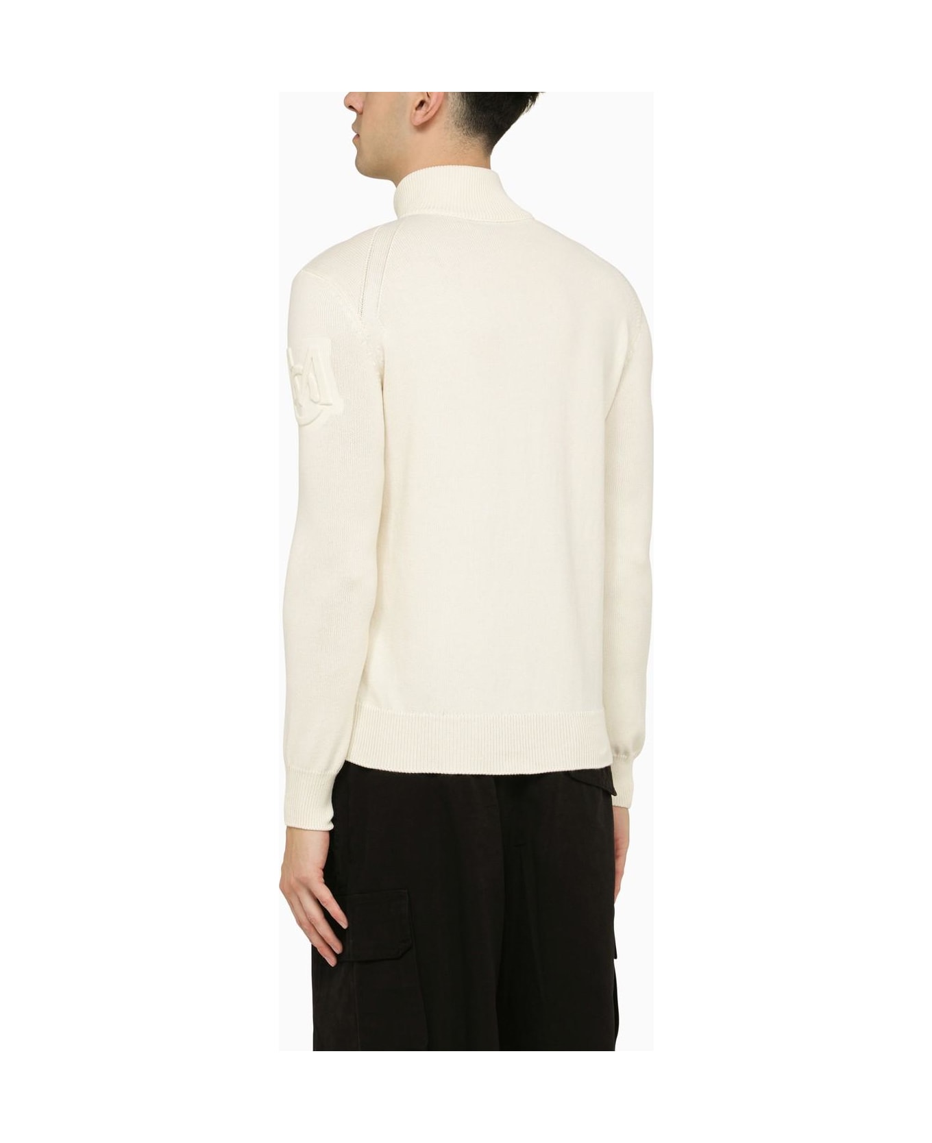 Moncler White Padded Cardigan With Logo - Non definito