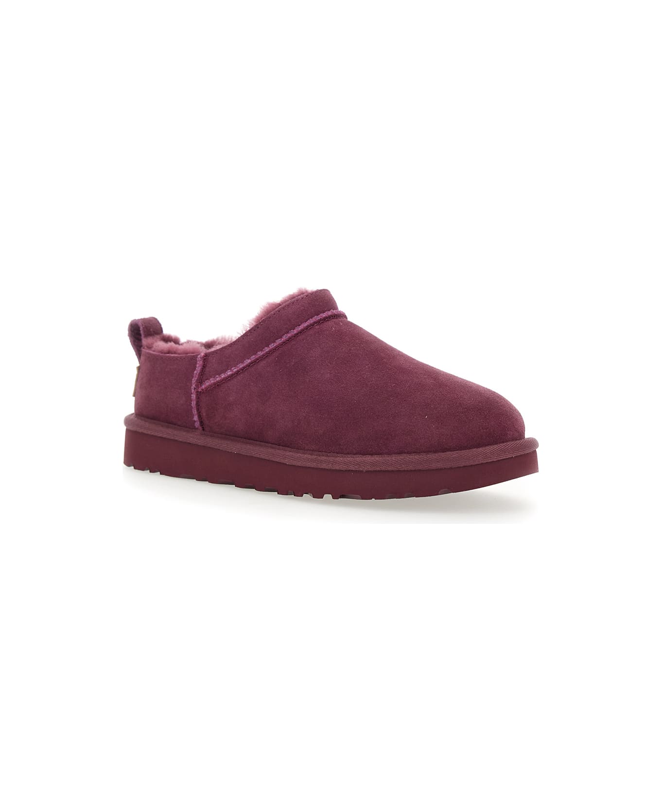 UGG Classic Micro Bordeaux Ankle Boots With Logo Embossed In Suede Woman - Bordeaux