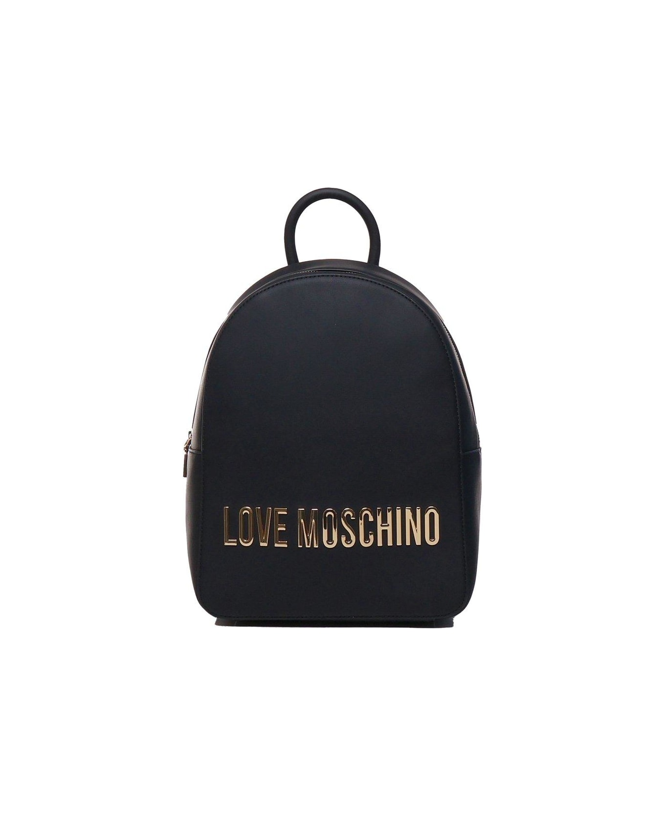 Love Moschino Logo Lettering Zipped Backpack - Nero