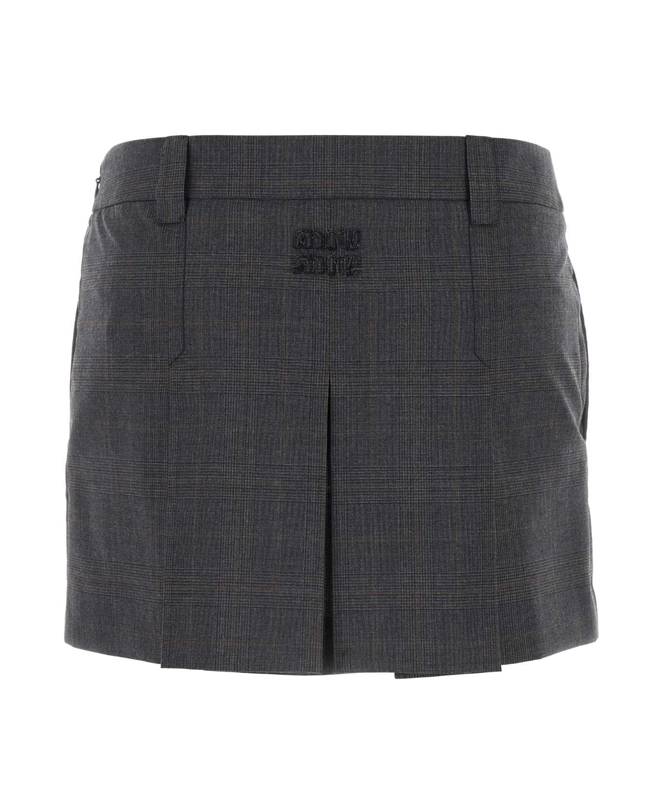 Miu Miu Glencheck Mini Skirt - ARDESIA