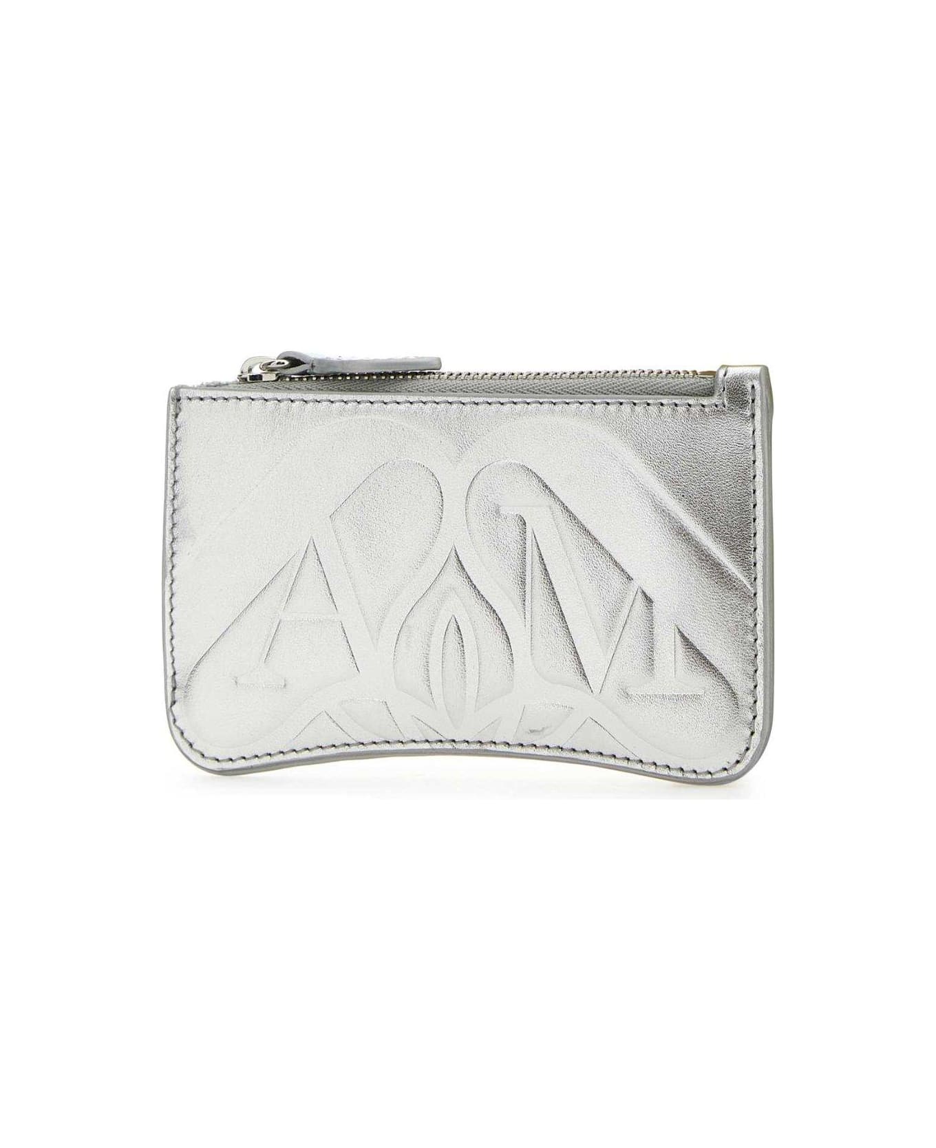 Alexander McQueen Logo Embossed Zipped Wallet - Light silver