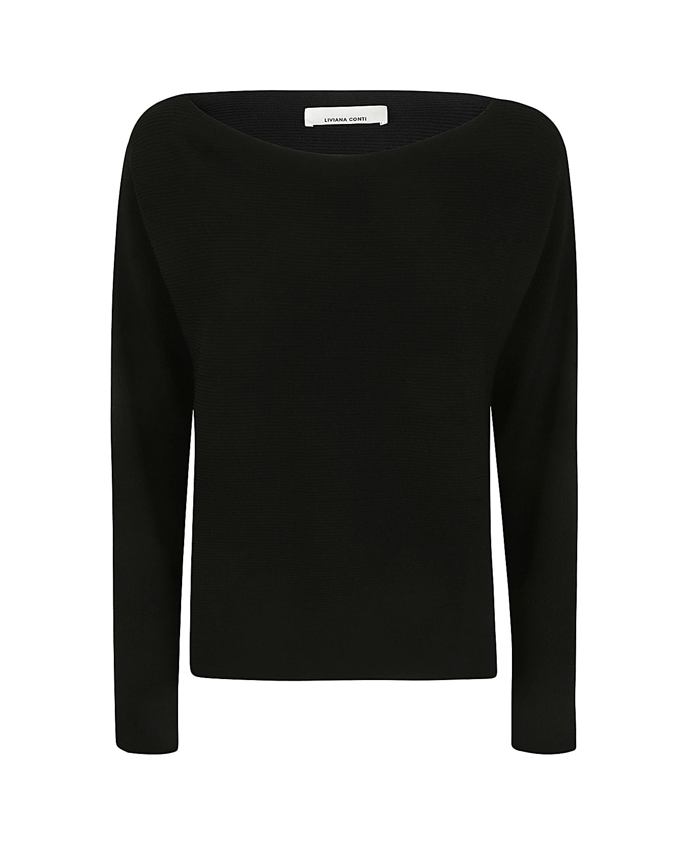 Liviana Conti Long Sleeves Asymmetric Sweater - Black