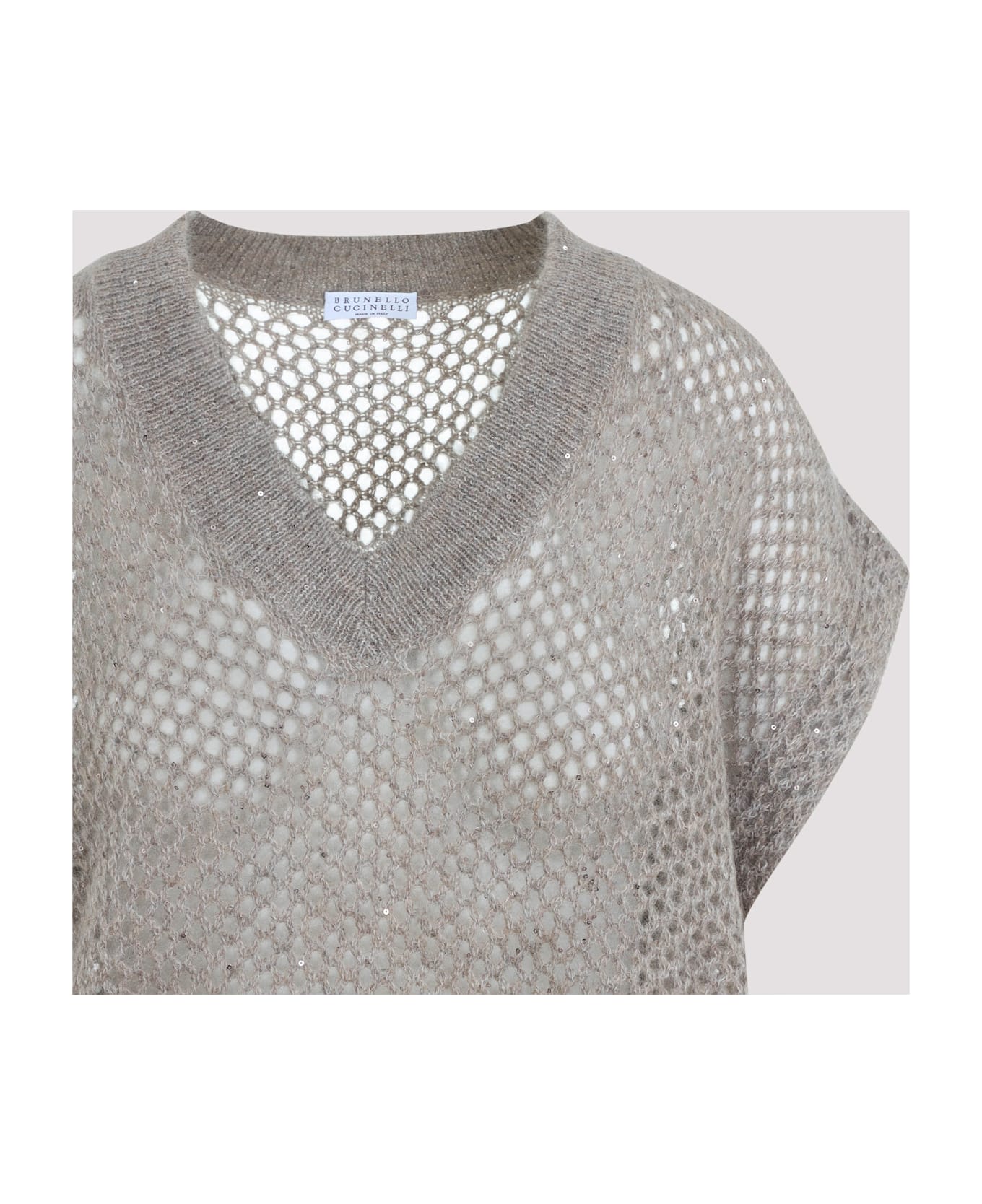 Brunello Cucinelli Mohair Diamond Knit Vest - Brown Caldo