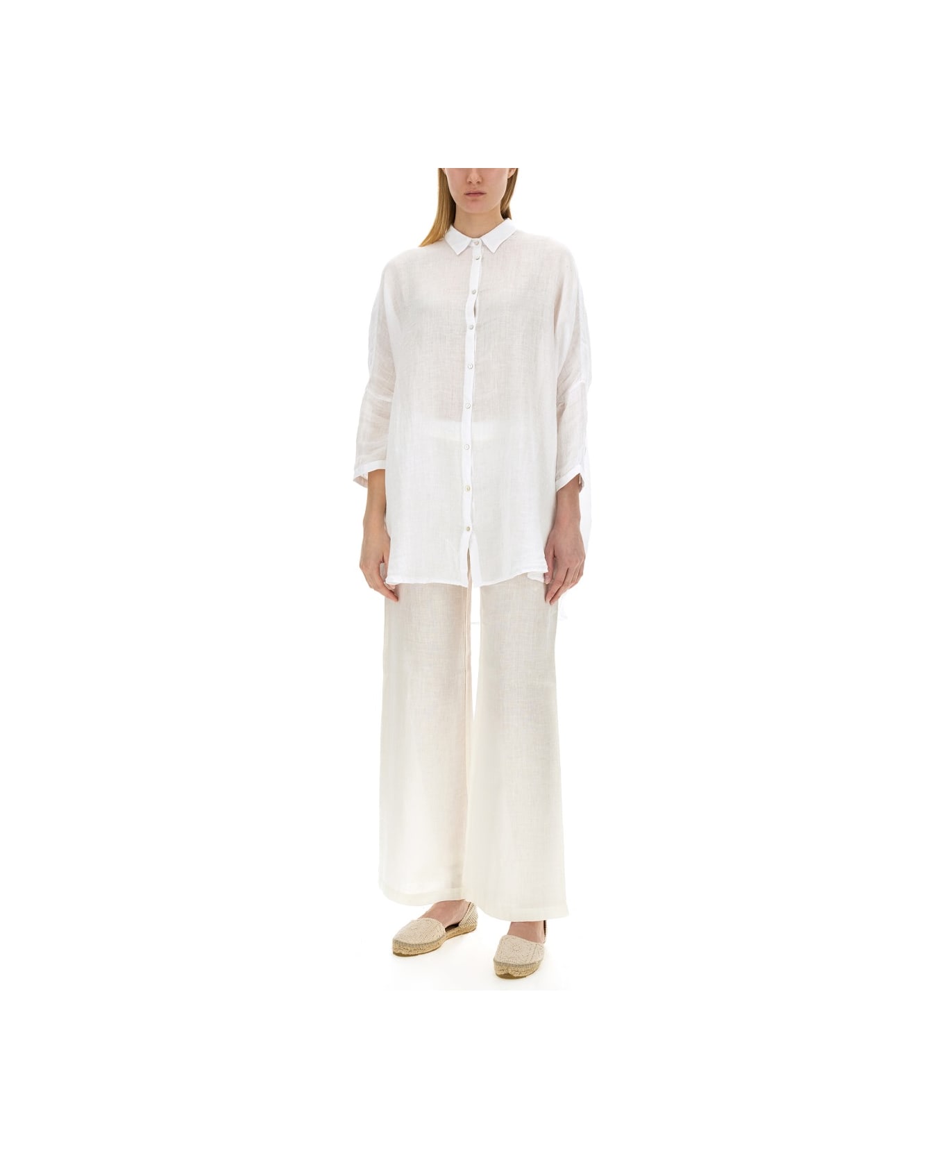 120% Lino Linen Shirt - WHITE シャツ