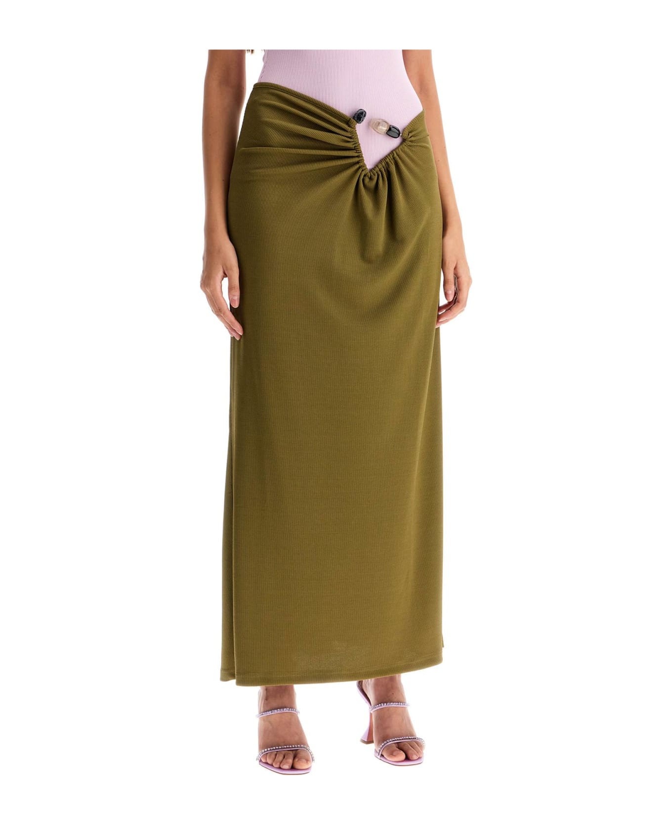 Christopher Esber Long Skirt With Stones - OLIVE (Green)