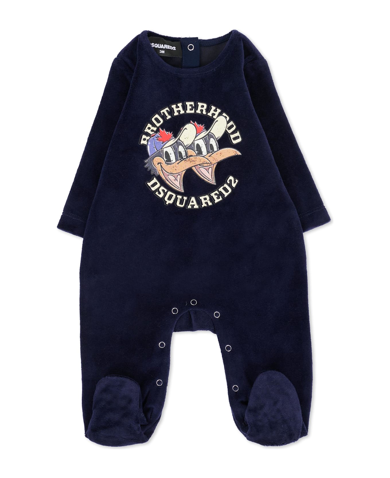 Dsquared2 Blue Babygrow For Baby Boy With Duck Print - Blue