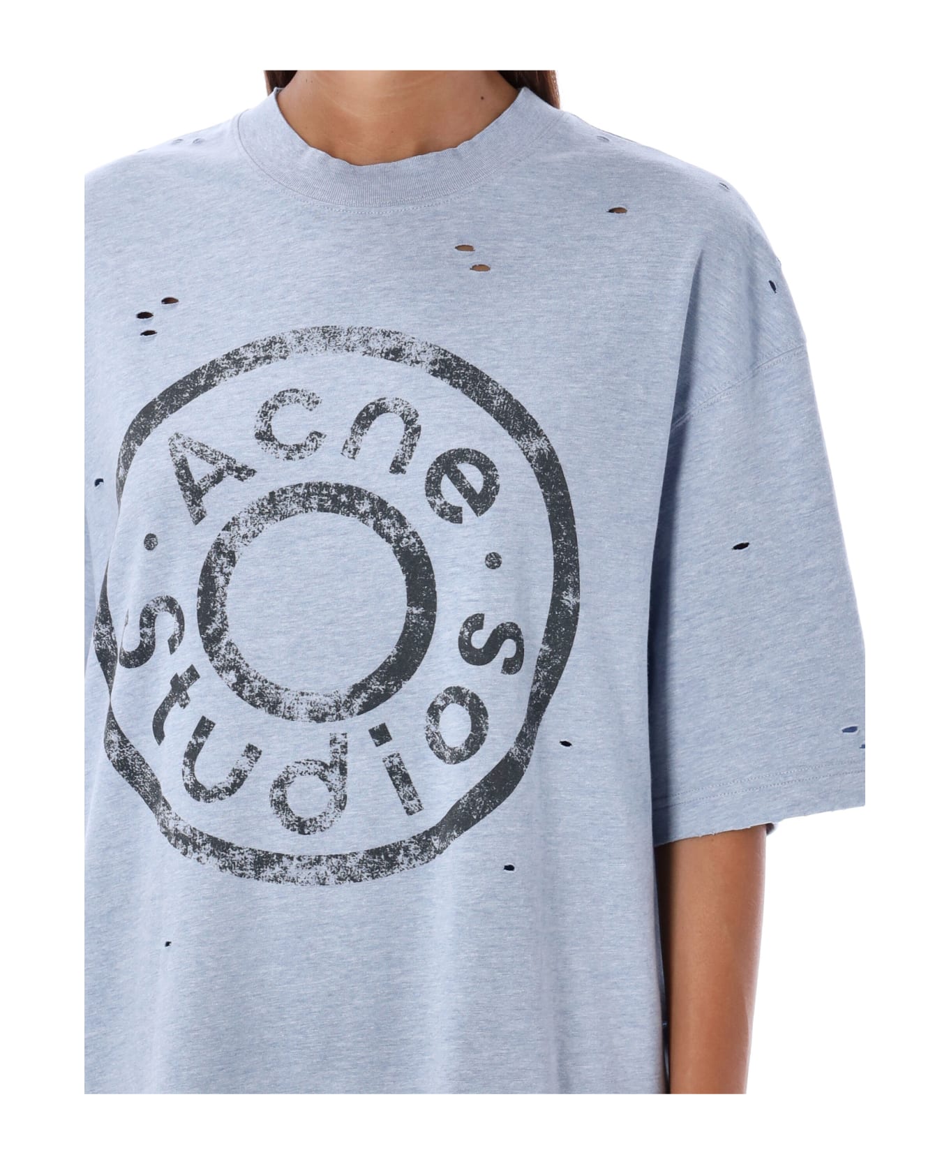 Acne Studios Light Blue Cotton Blend T-shirt - BLUE