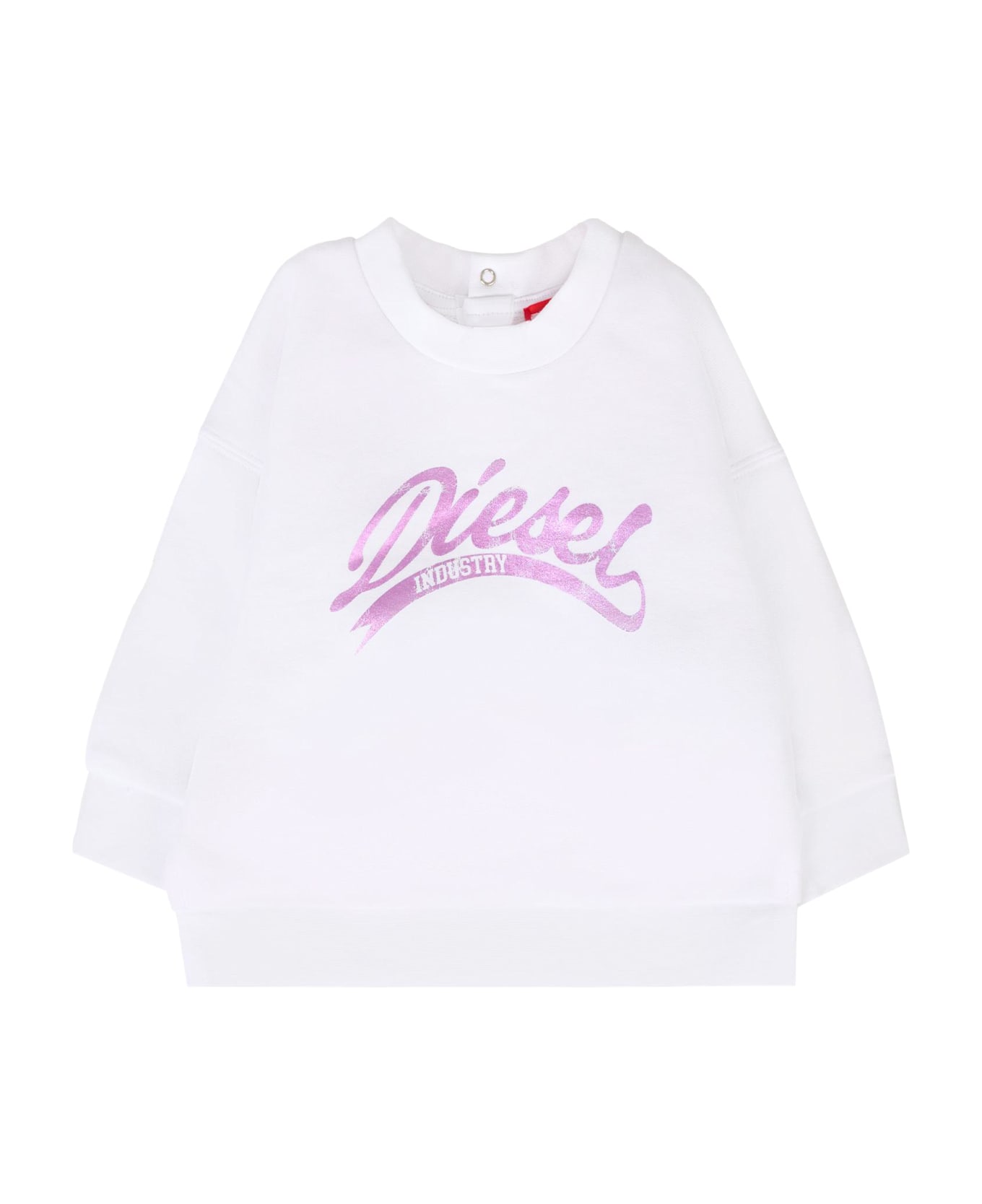 Diesel White Sweatshirt For Baby Girl With Logo - White