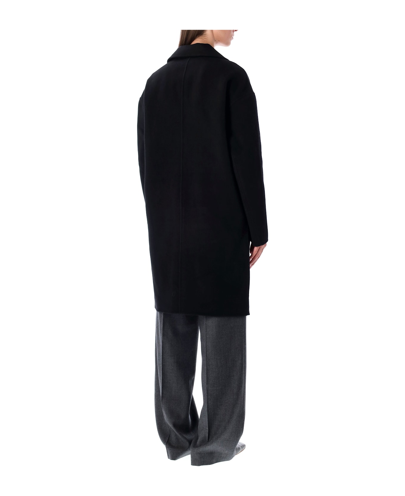 Anine Bing Oversized Black Wool Blend Coat - BLACK