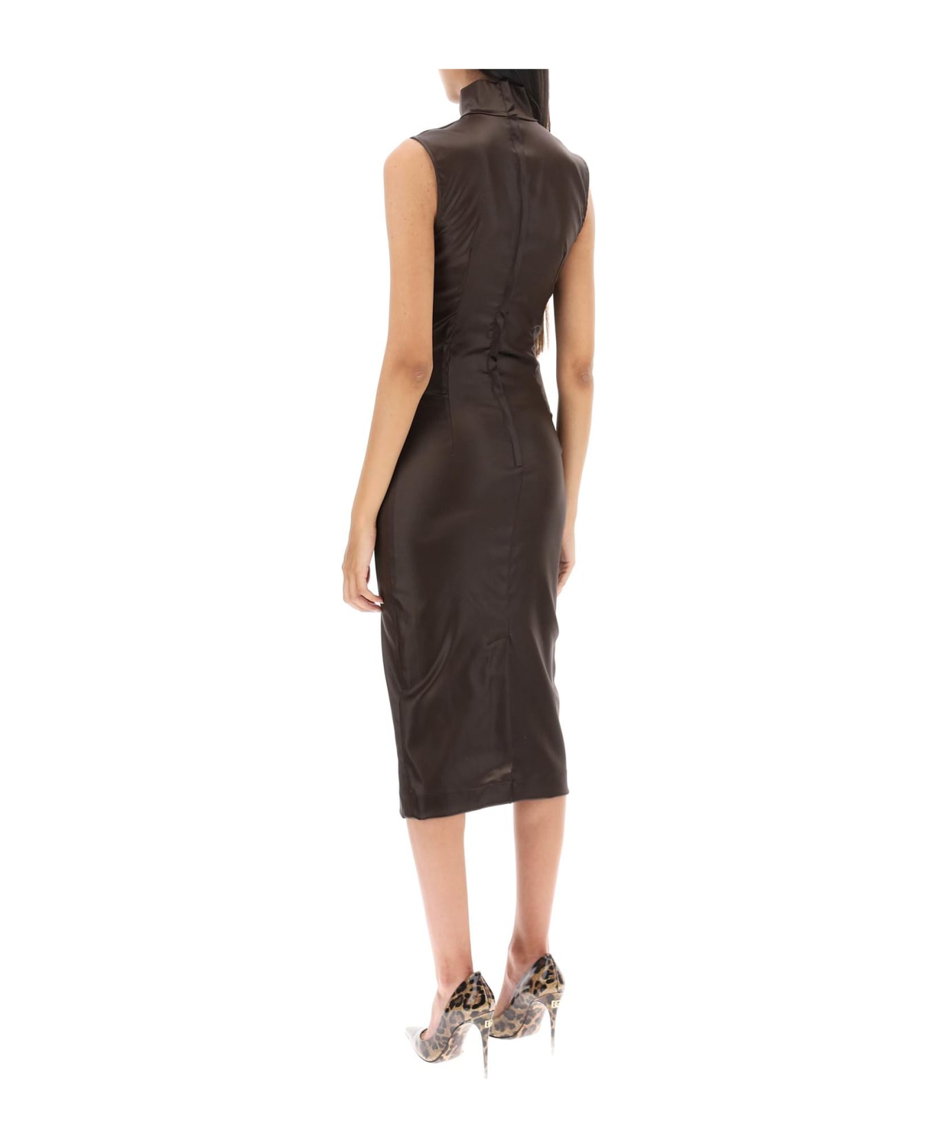 Dolce & Gabbana Sleeveless Midi Dress - MARRONE SCURO 4 (Brown) ワンピース＆ドレス