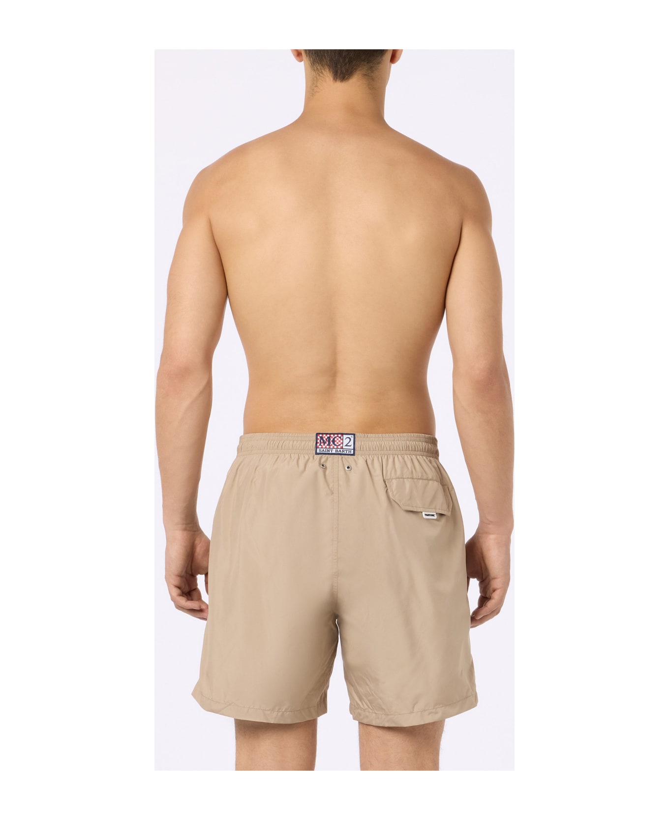 MC2 Saint Barth Man Lightweight Fabric Beige Swim Shorts Lighting Pantone | Pantone® Special Edition - WHITE