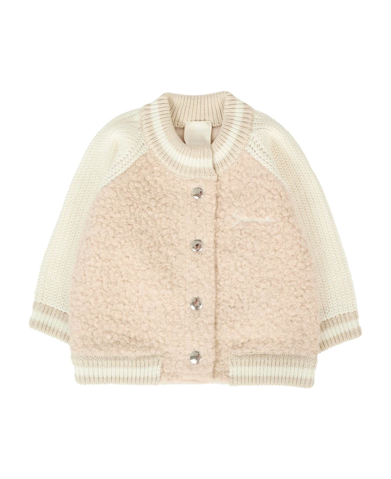 Givenchy Beige Bomber Jacket For Baby Girl With Logo - Beige
