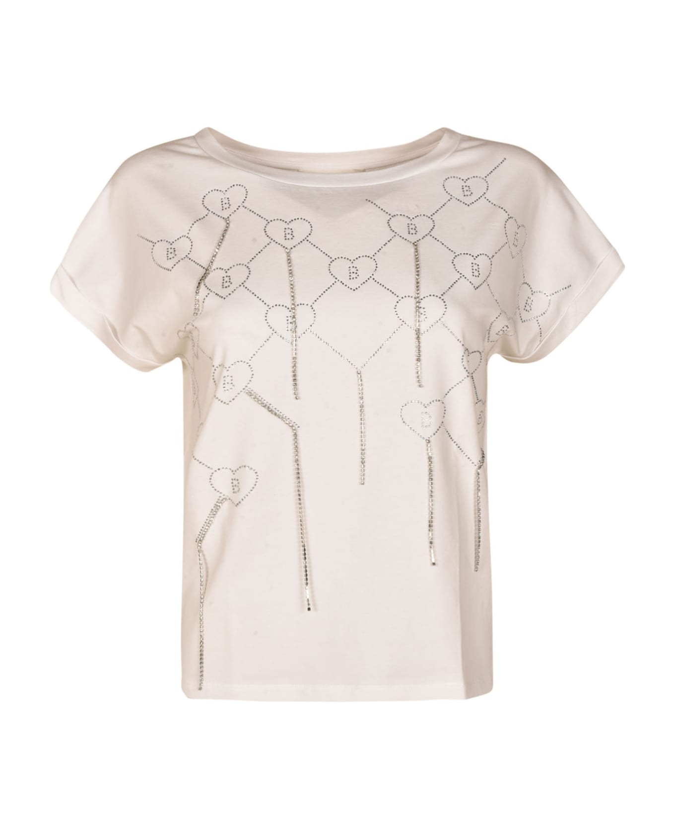 Blugirl Heart Logo Crystal Embellished T-shirt Blugirl - WHITE Tシャツ