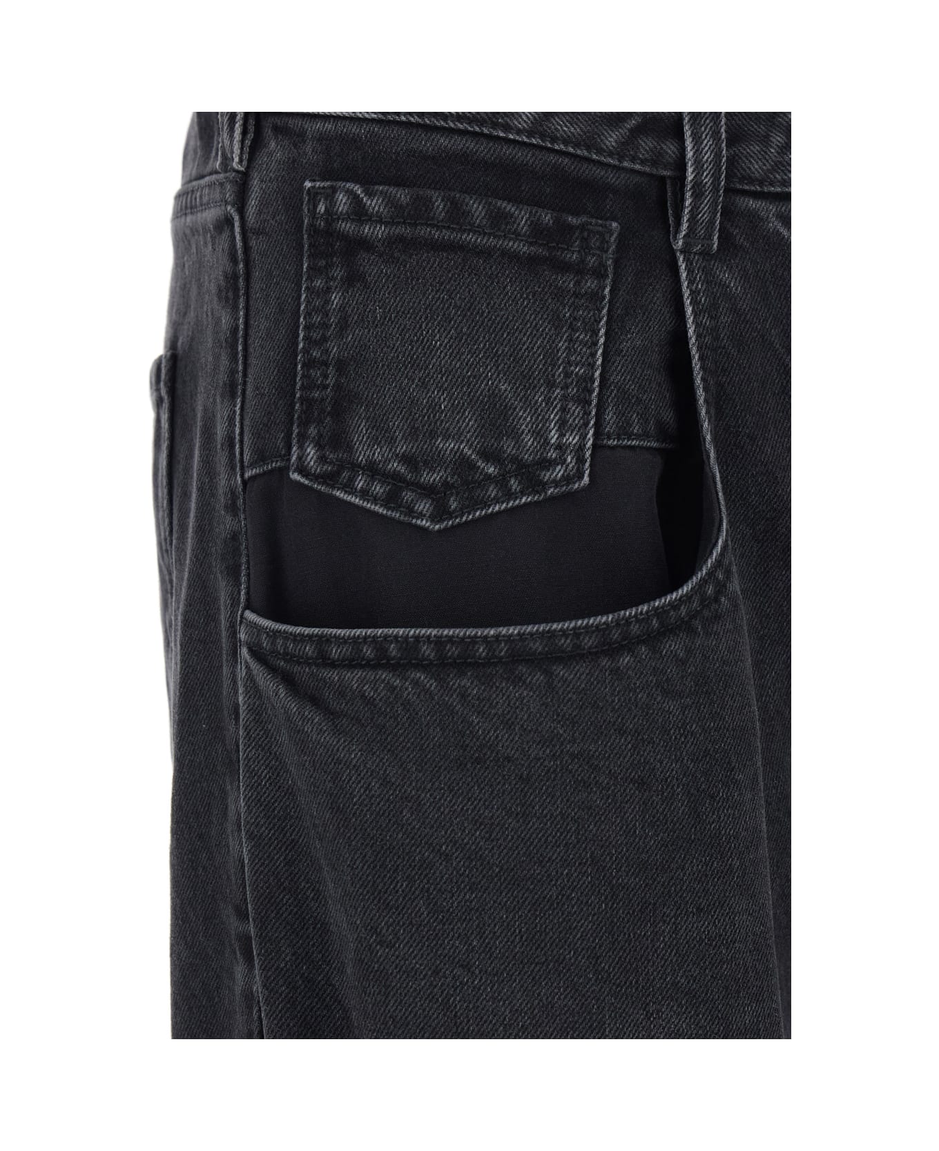 Maison Margiela Black Five-pocket Jeans With Back Logo Stitching In Denim Woman - Black