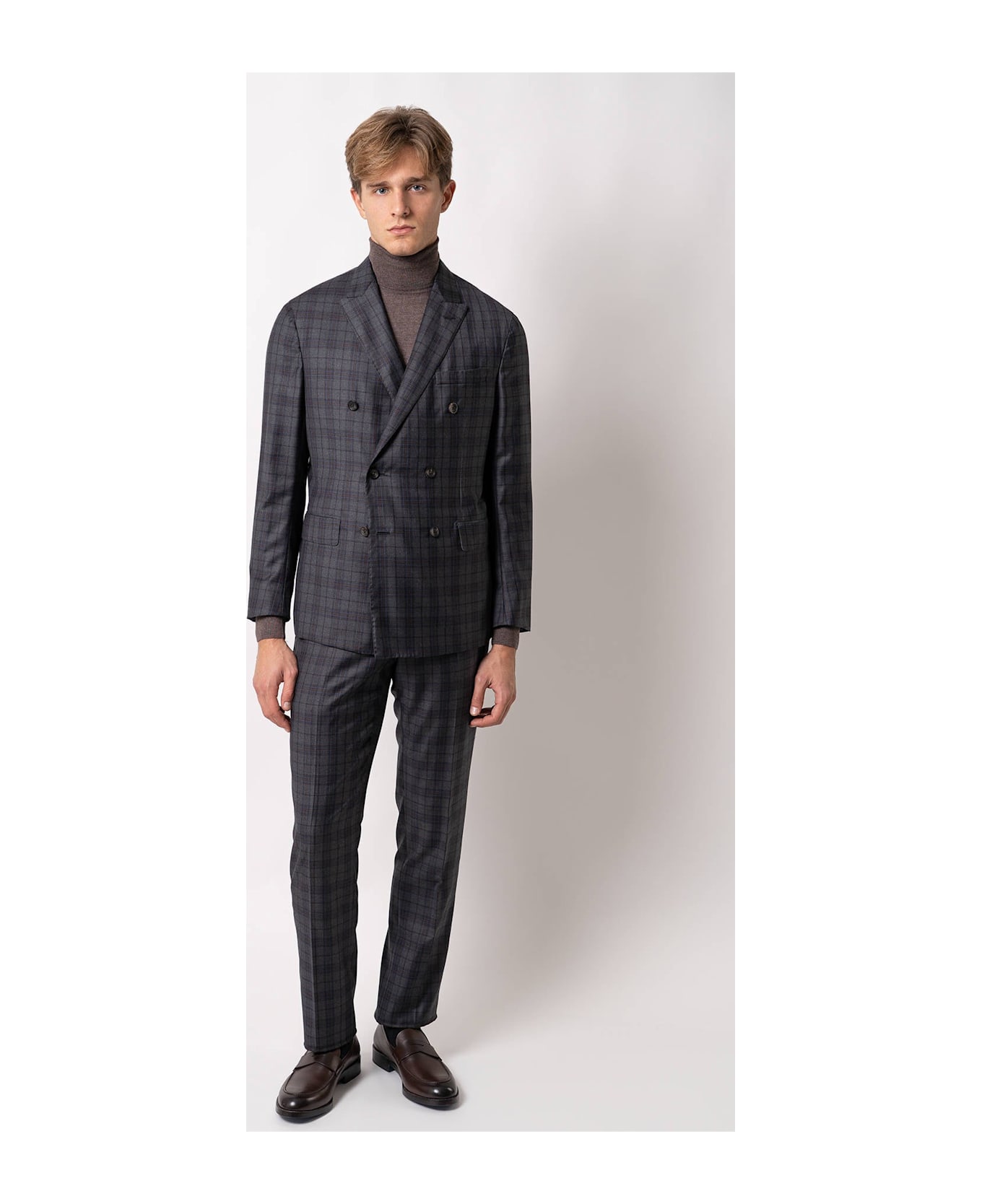 Larusmiani Double-breasted Tailored Suit Cork Suit - DimGray