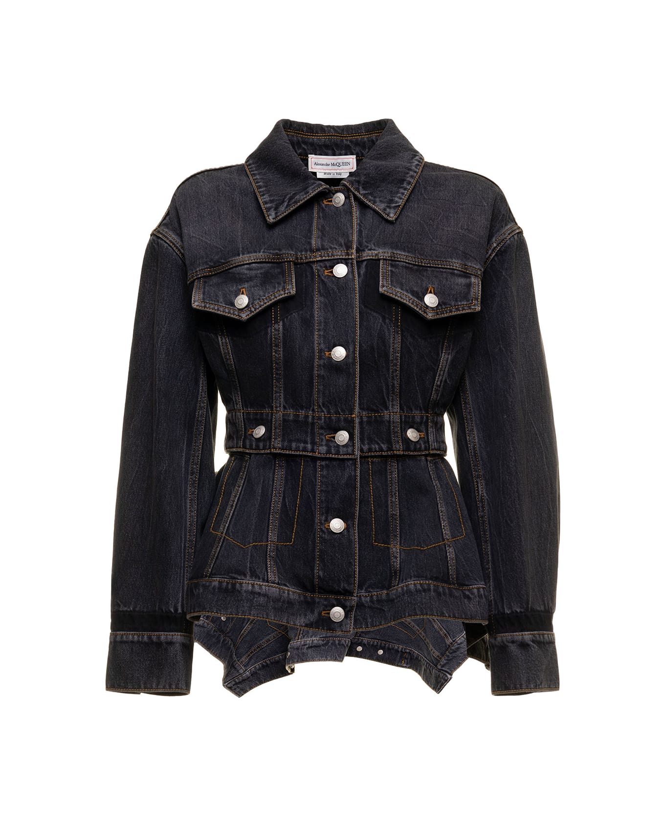Alexander McQueen Woman's Stone Washed Grey Denim Jacket - Grey