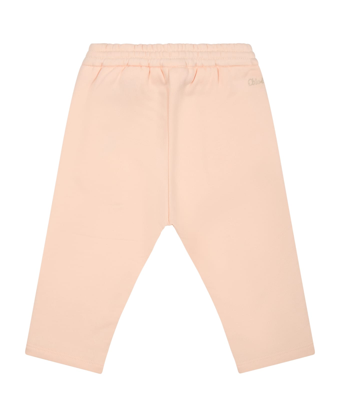 Chloé Pink Casual Trousers For Baby Gilr With Logo - Pink