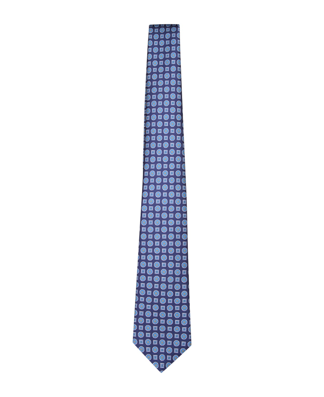 Kiton Blue Micro-pattern Tie - Blue
