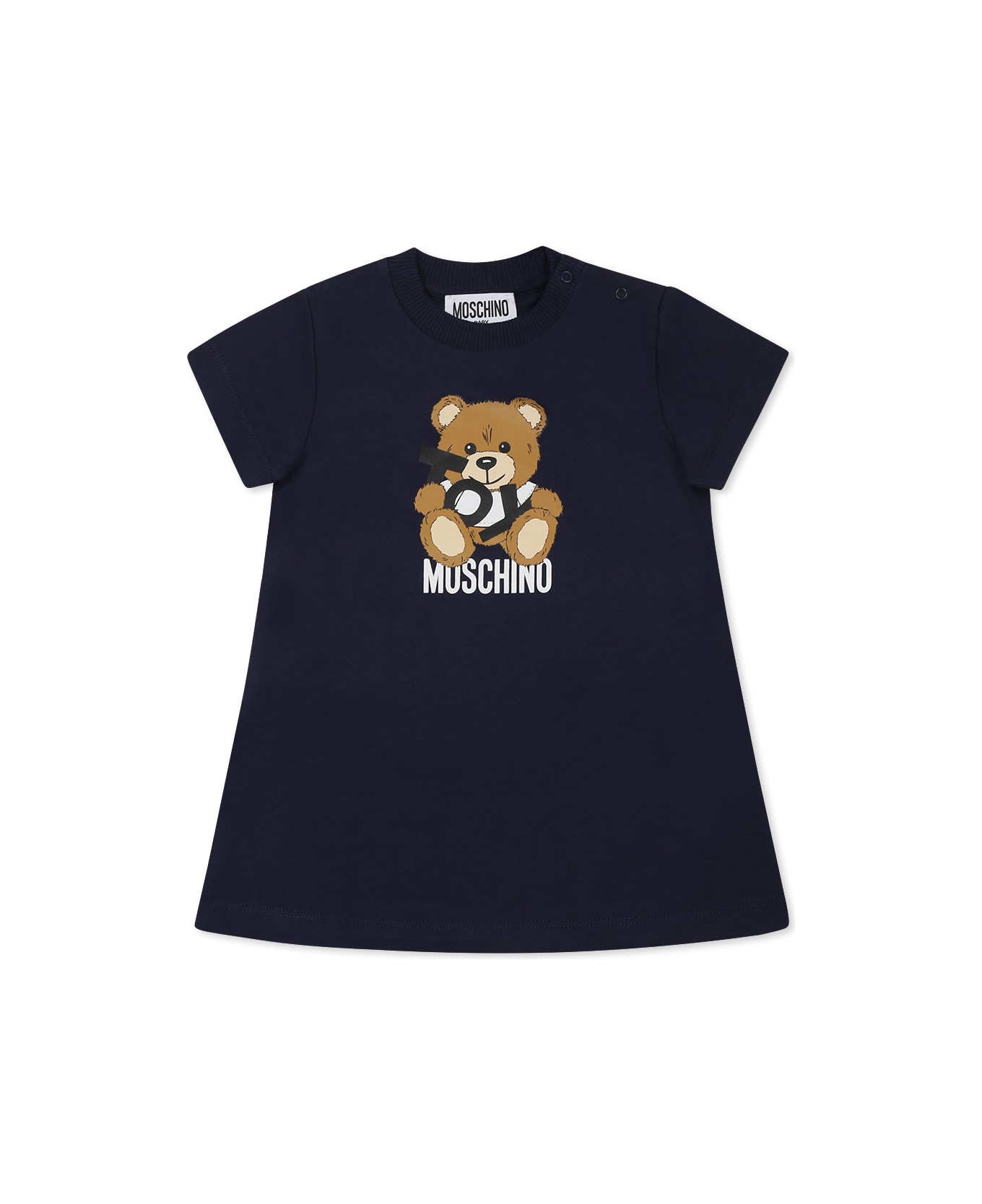 Moschino Blue Dress For Baby Girl With Teddy Bear - Blue