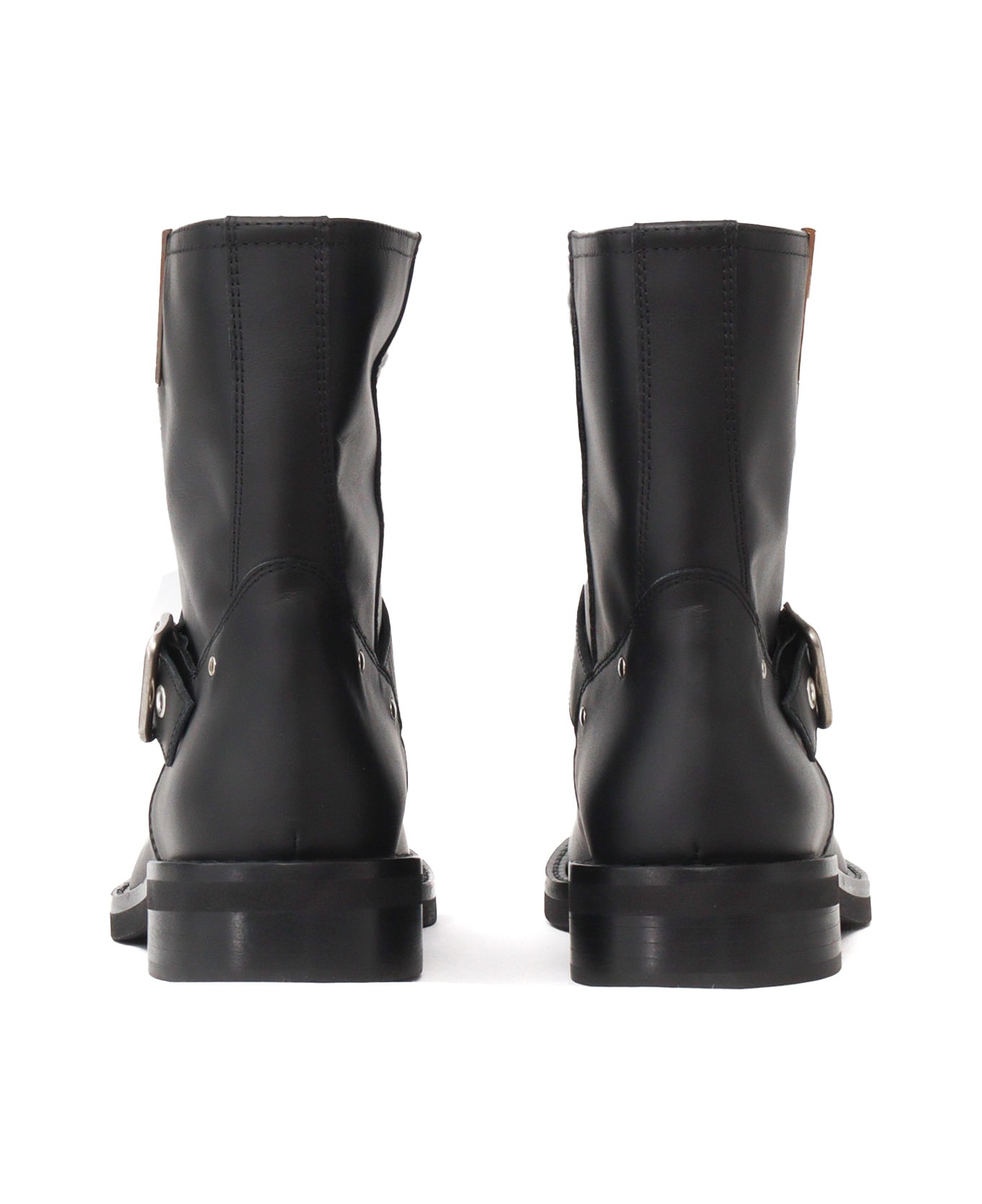 Via Roma 15 Nickel Buckel Boots - BLACK