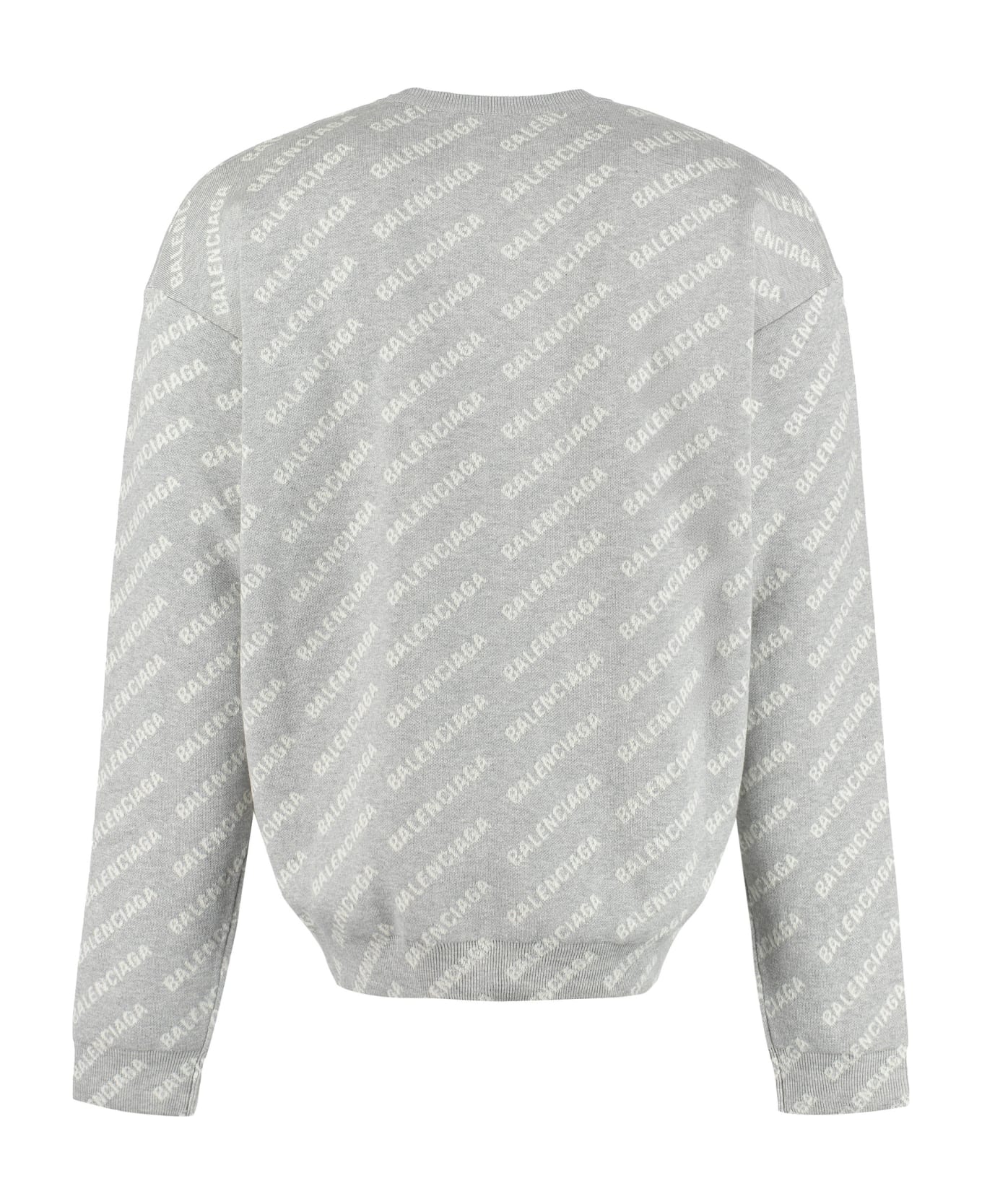 Balenciaga All Over Logo Crew-neck Sweater - Grey/white