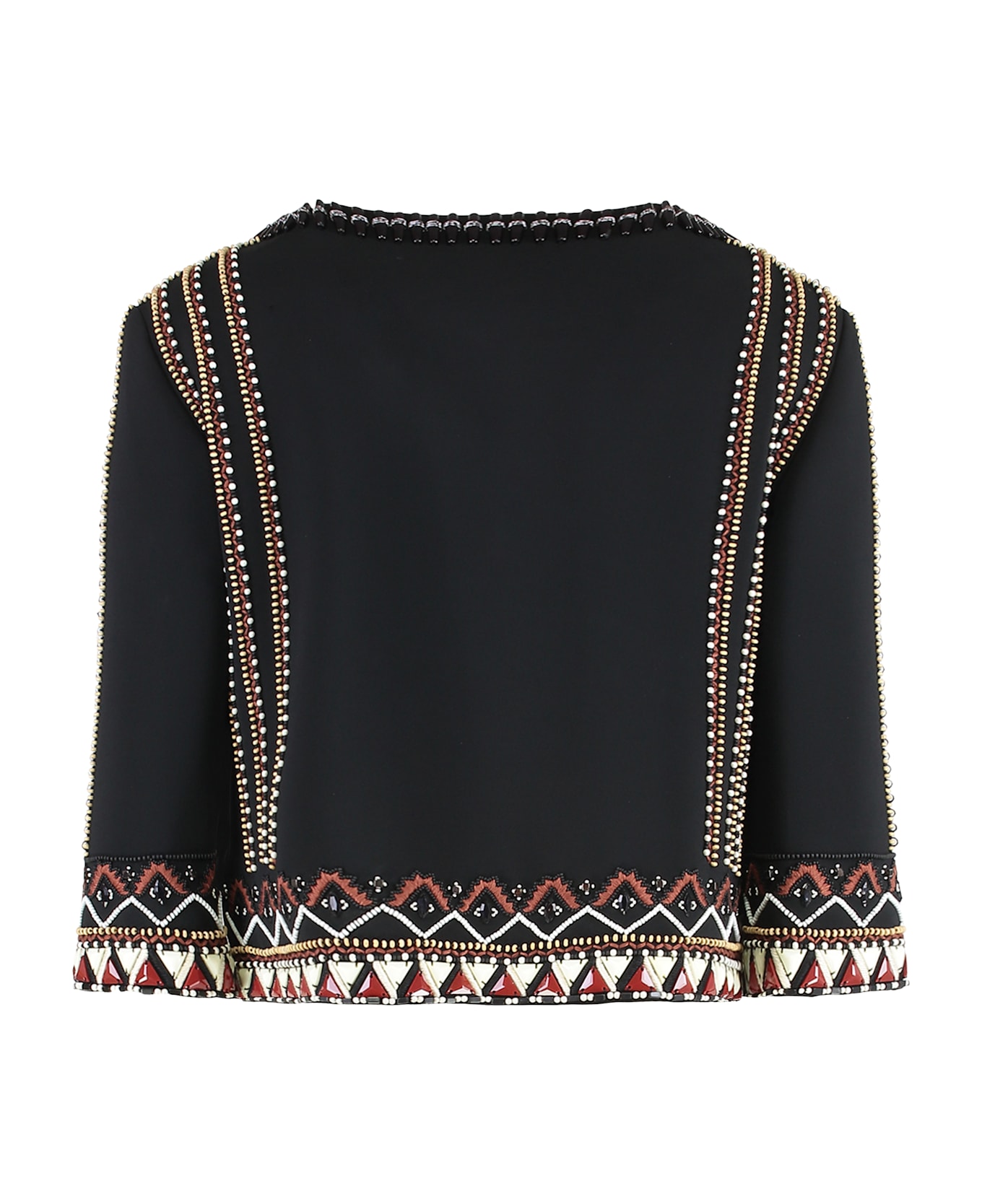 Alberta Ferretti Short Jacket With Embroidery - black