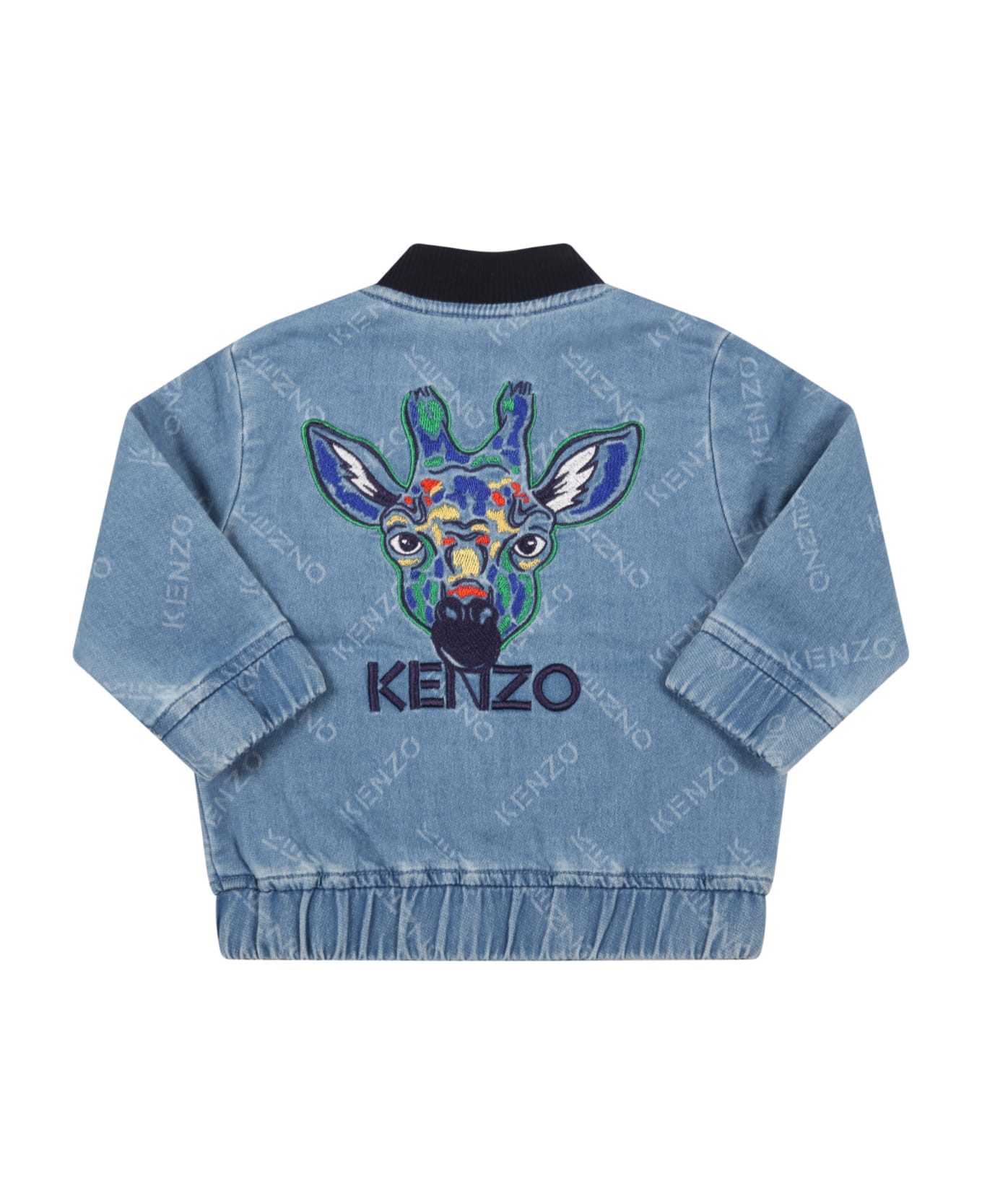 Kenzo Kids Light Blue Sweatshirt For Baby Boy With Logos - Denim