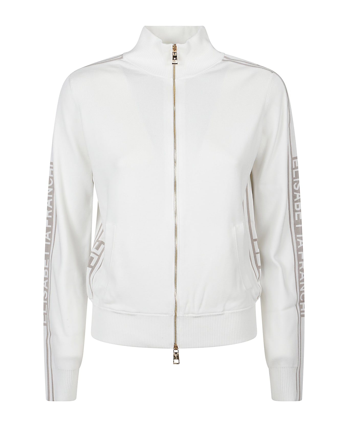 Elisabetta Franchi Contrasting Logo Band Sweatshirt - Avorio/greige