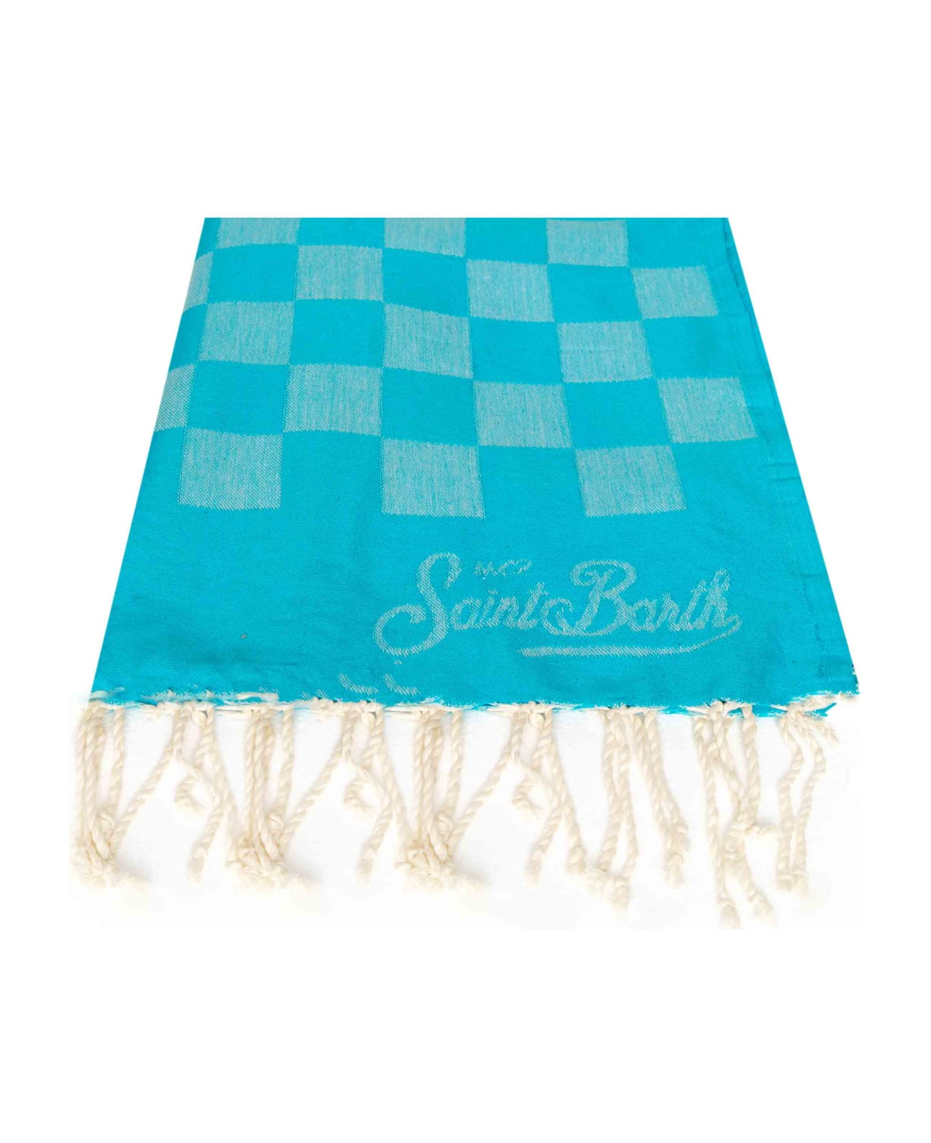 MC2 Saint Barth Light Blue Check Print Jacquard Beach Towel - BLUE