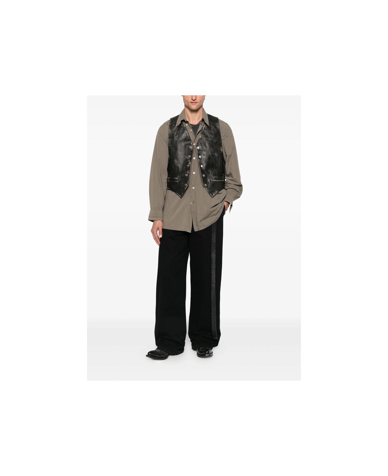 Ann Demeulemeester Leather Outerwear - BLACK