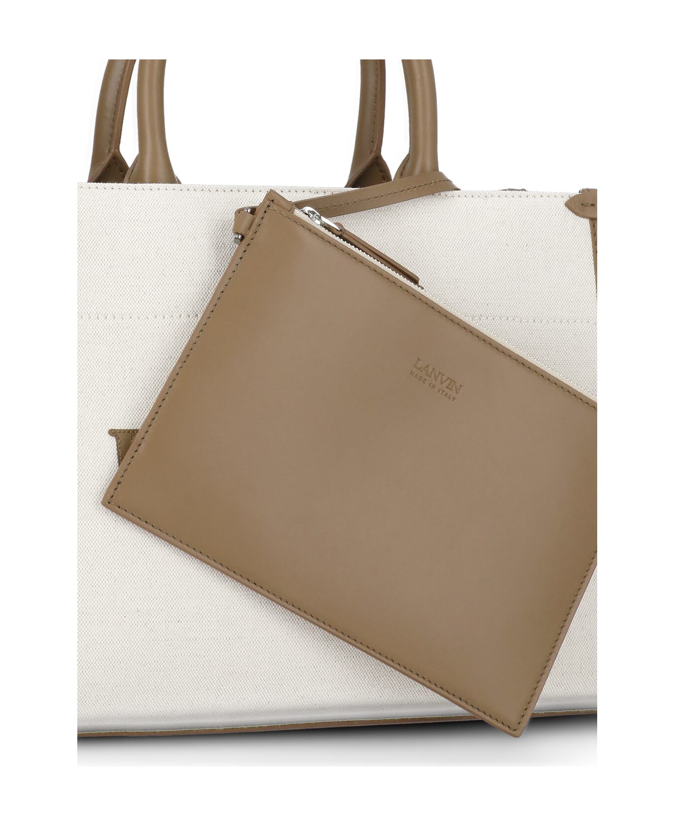 Lanvin Cotton And Linen Shopping Bag - Beige トートバッグ
