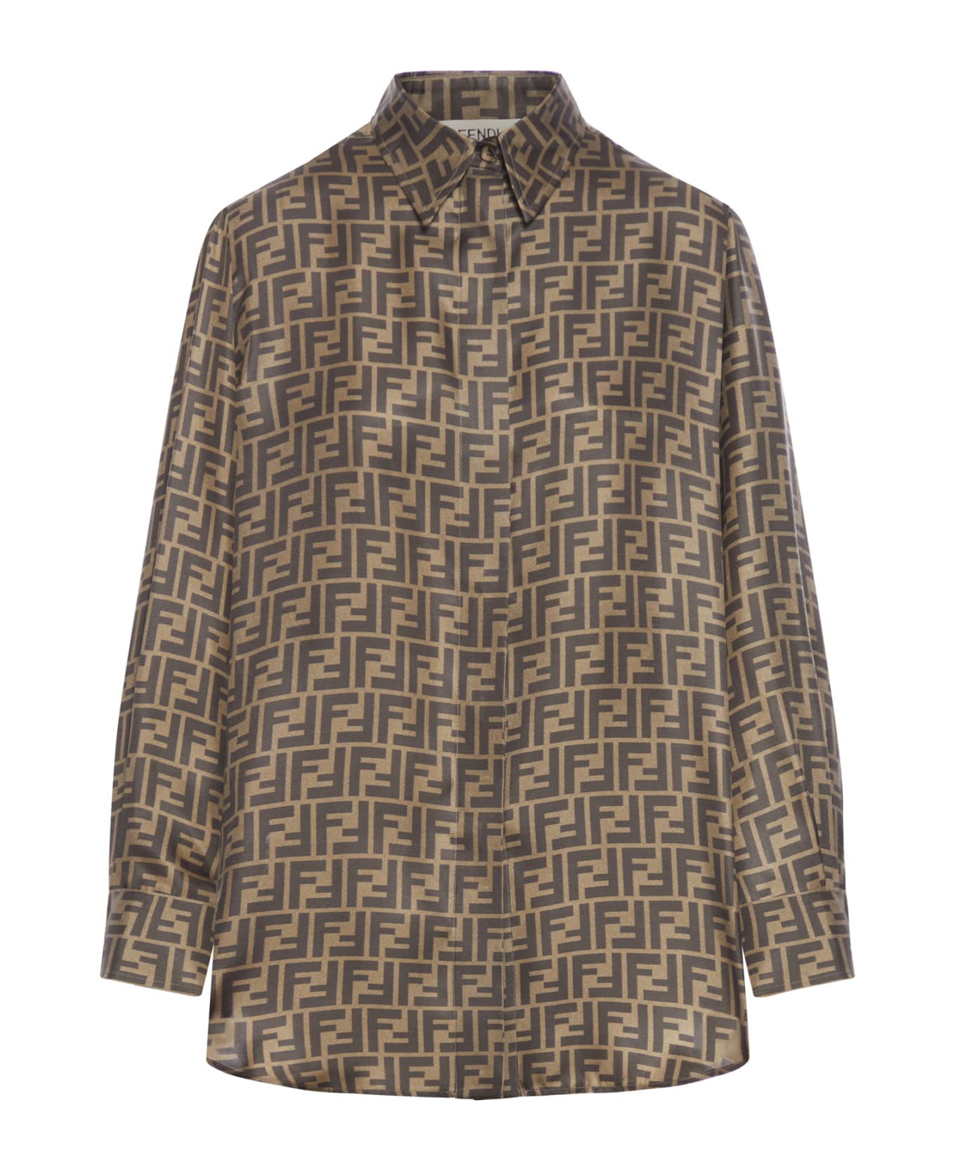 Fendi Brown Ff Silk Shirt - W Tobacco