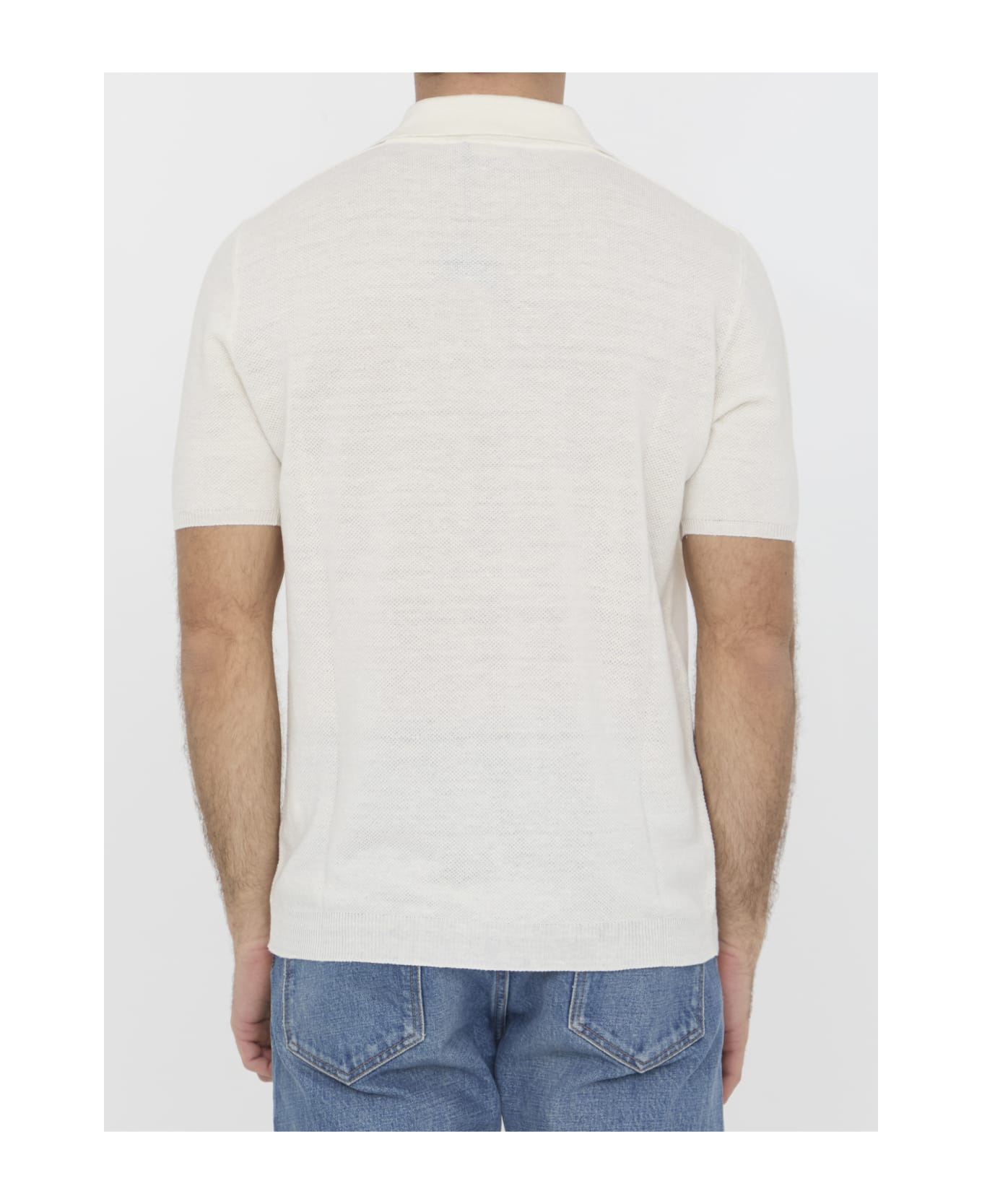 Roberto Collina Linen Polo Shirt - WHITE