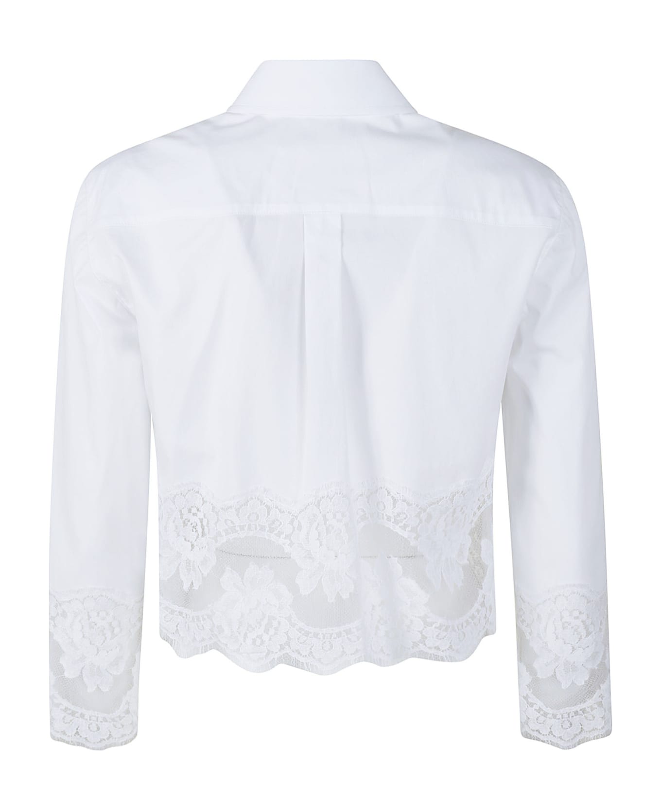 Dolce & Gabbana Lace Floral Cropped Shirt - White