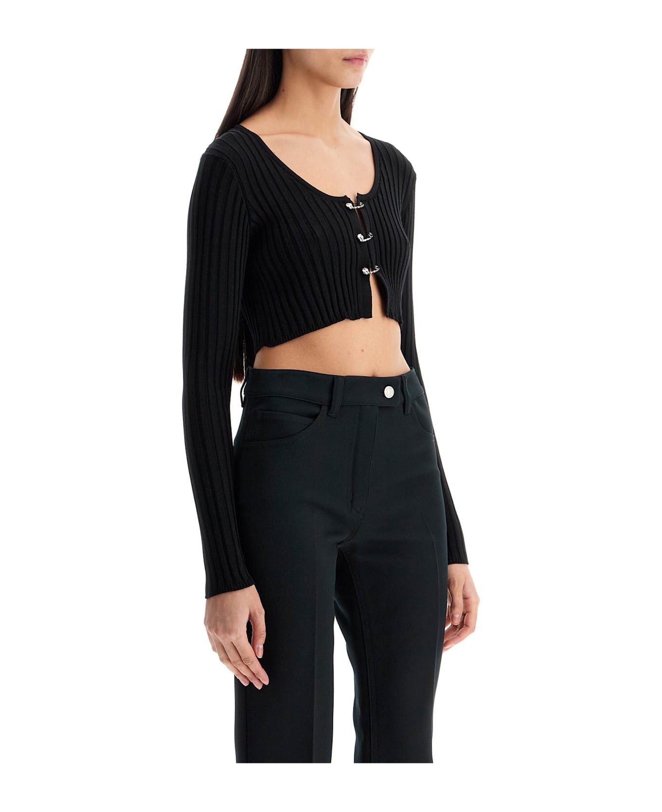 Versace 
cropped Safety Pin Cardigan - BLACK (Black)