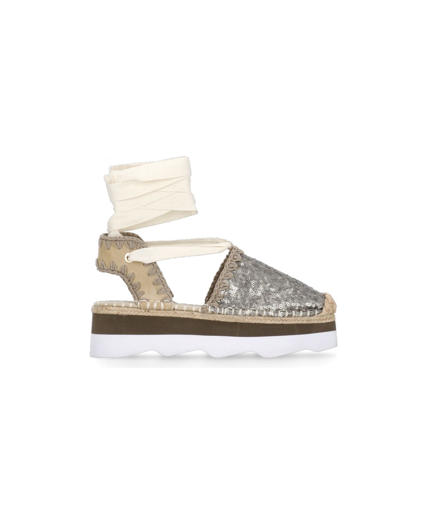 Mou Espa Sandal Espadrilles In Grey Leather - Beige