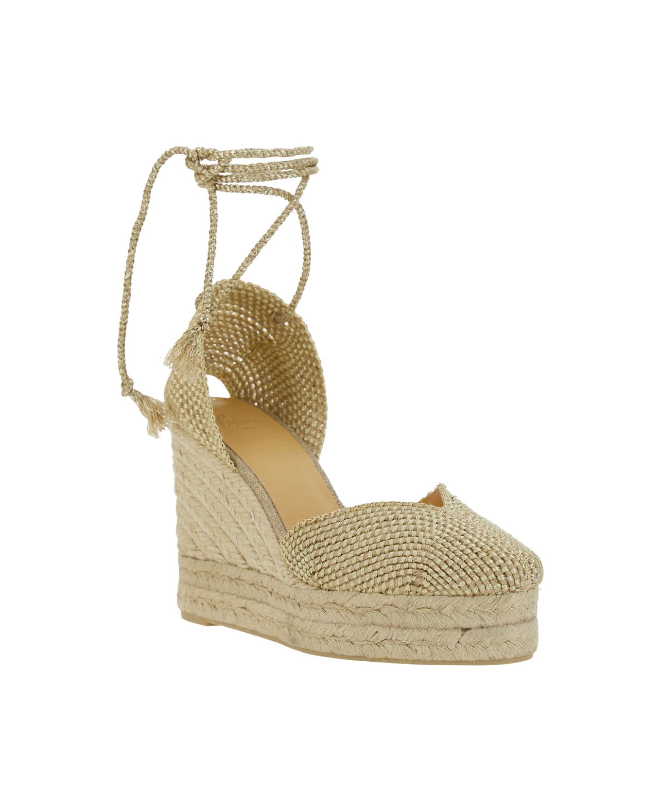 Castañer 
cora
 Beige Wedges With Lace-up Closure In Fabric Woman - Metallic
