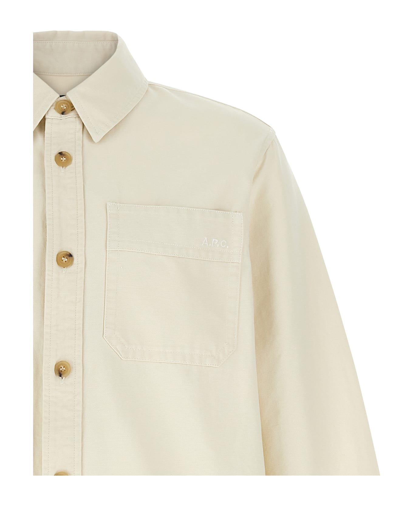 A.P.C. Logo Embroidery Shirt - Beige