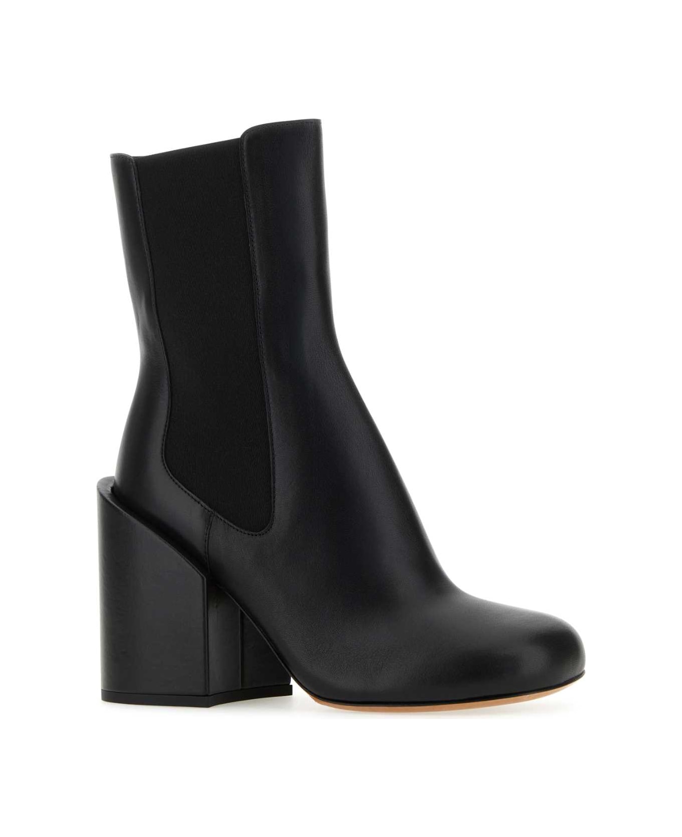 SportMax Black Leather Etra Ankle Boots - NERO