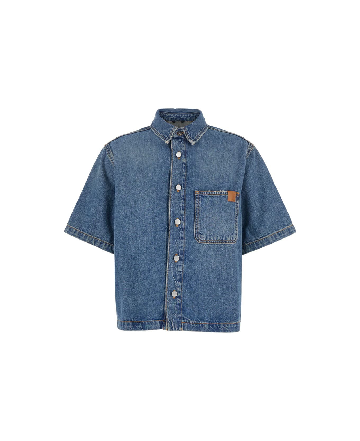 Haikure 
olive
 Blue Crop Shirt With Patch Pocket On The Chest In Denim Woman - Blu