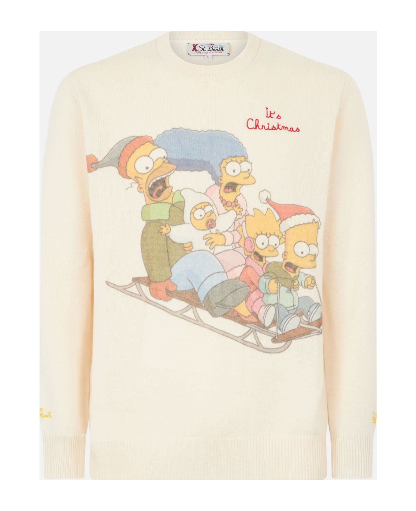 MC2 Saint Barth Man Crewneck Sweater With The Simpson Family Jacquard | The Simpsons Special Edition - WHITE