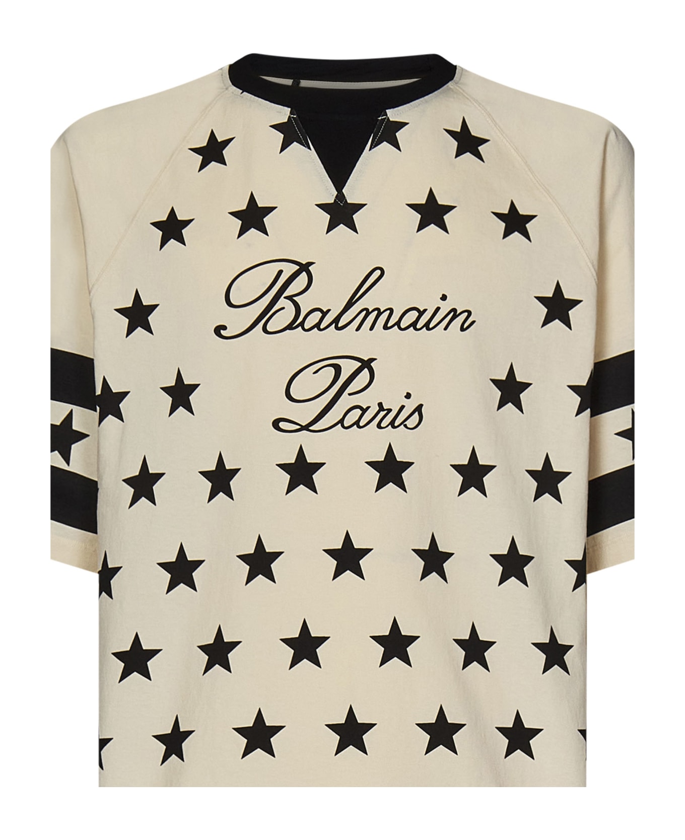 Balmain Signature Stars Print T-shirt - Got CrÈme Noir