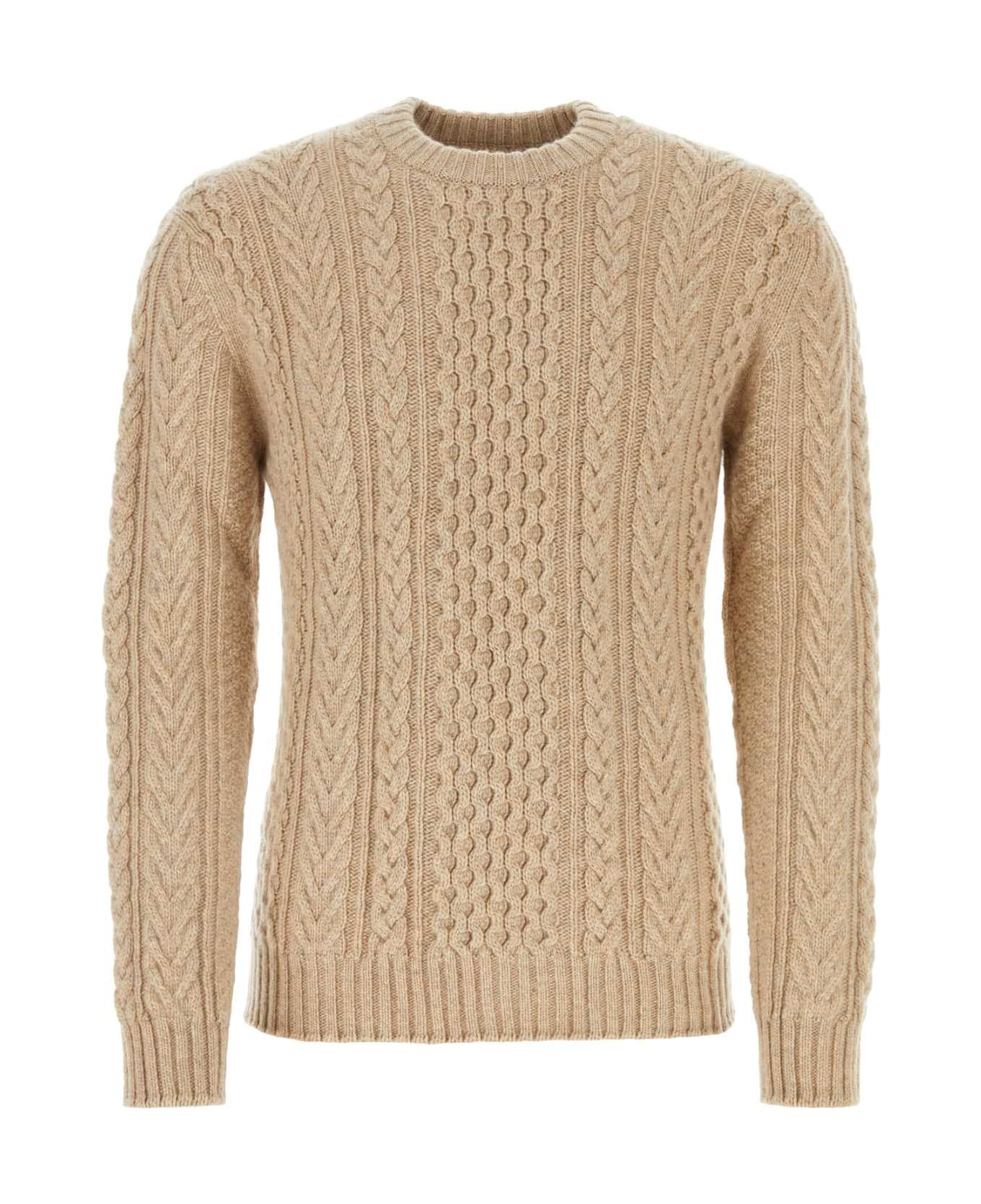 Johnstons of Elgin Beige Cashmere Sweater - OATMEAL ニットウェア