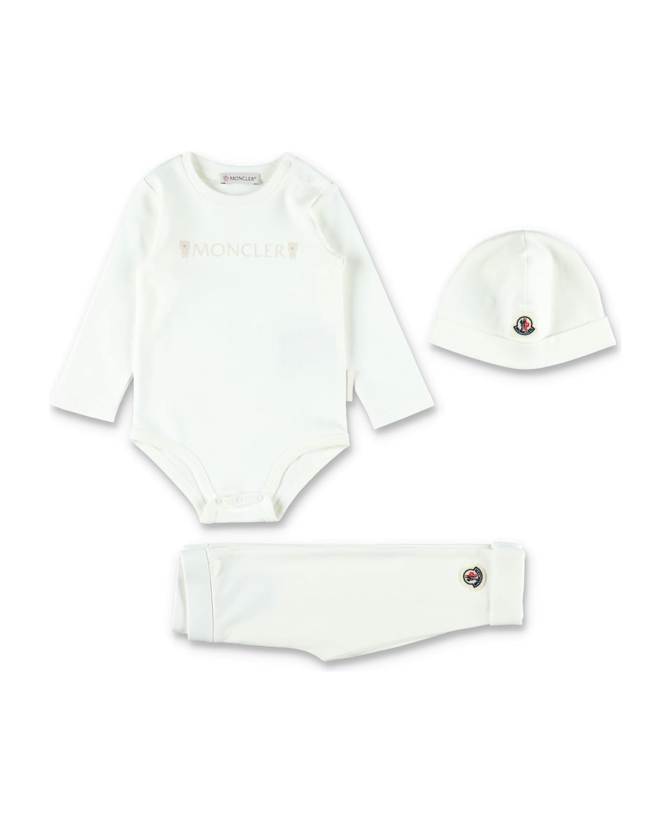 Moncler Kid - Teddy Bear Logo Cotton Set - WHITE