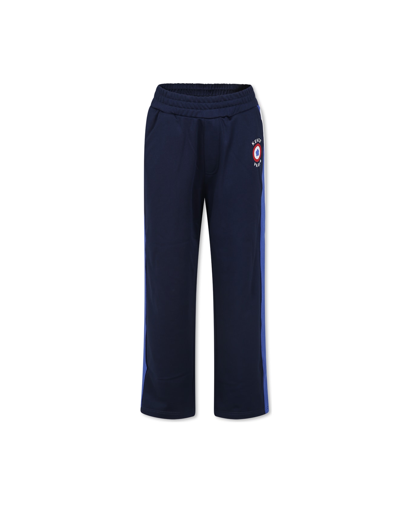 Kenzo Kids Blue Trousers For Boy With Target Flower - Blue