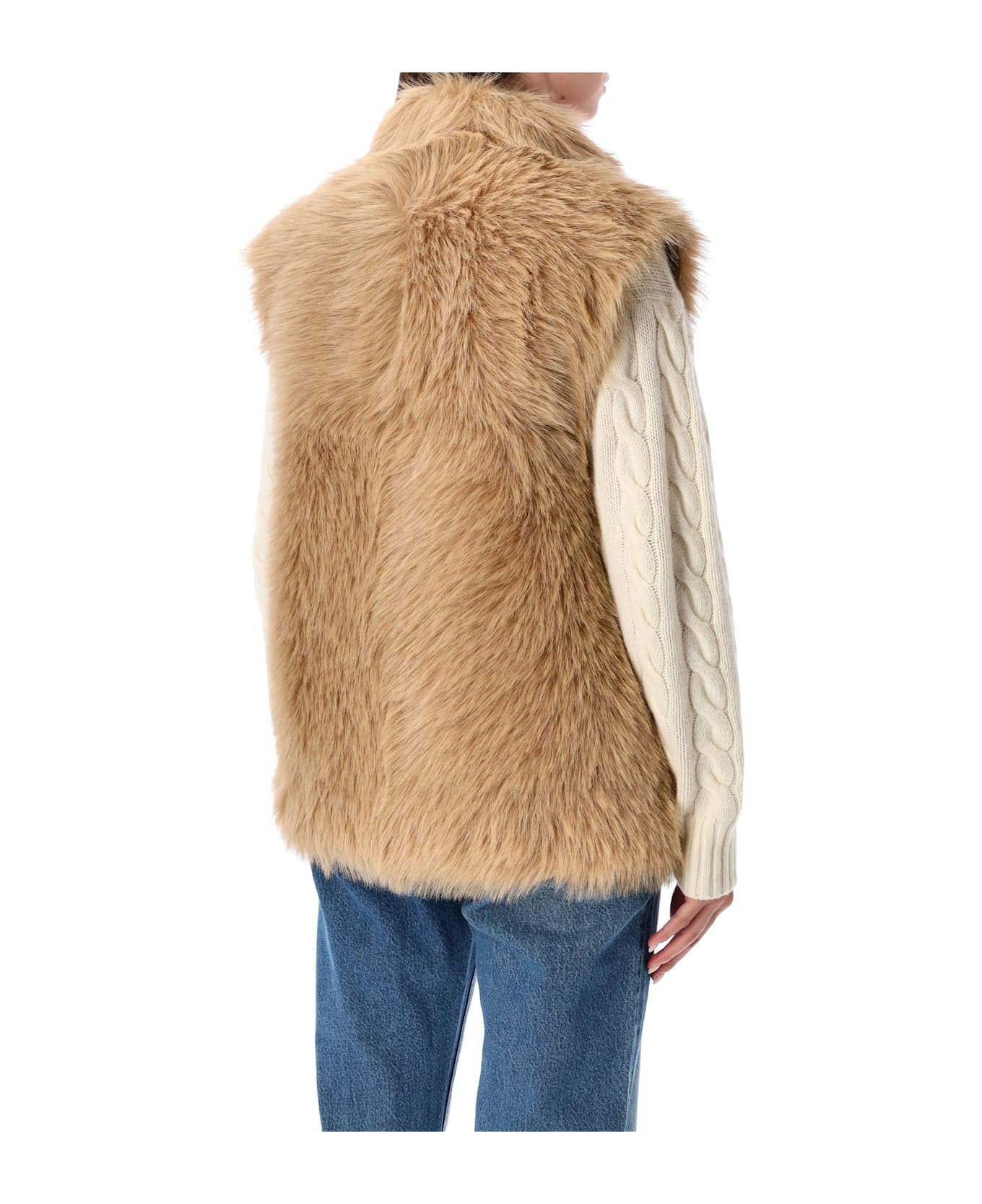 urbancode Reversible Faux Fur Gilet - CARAMEL