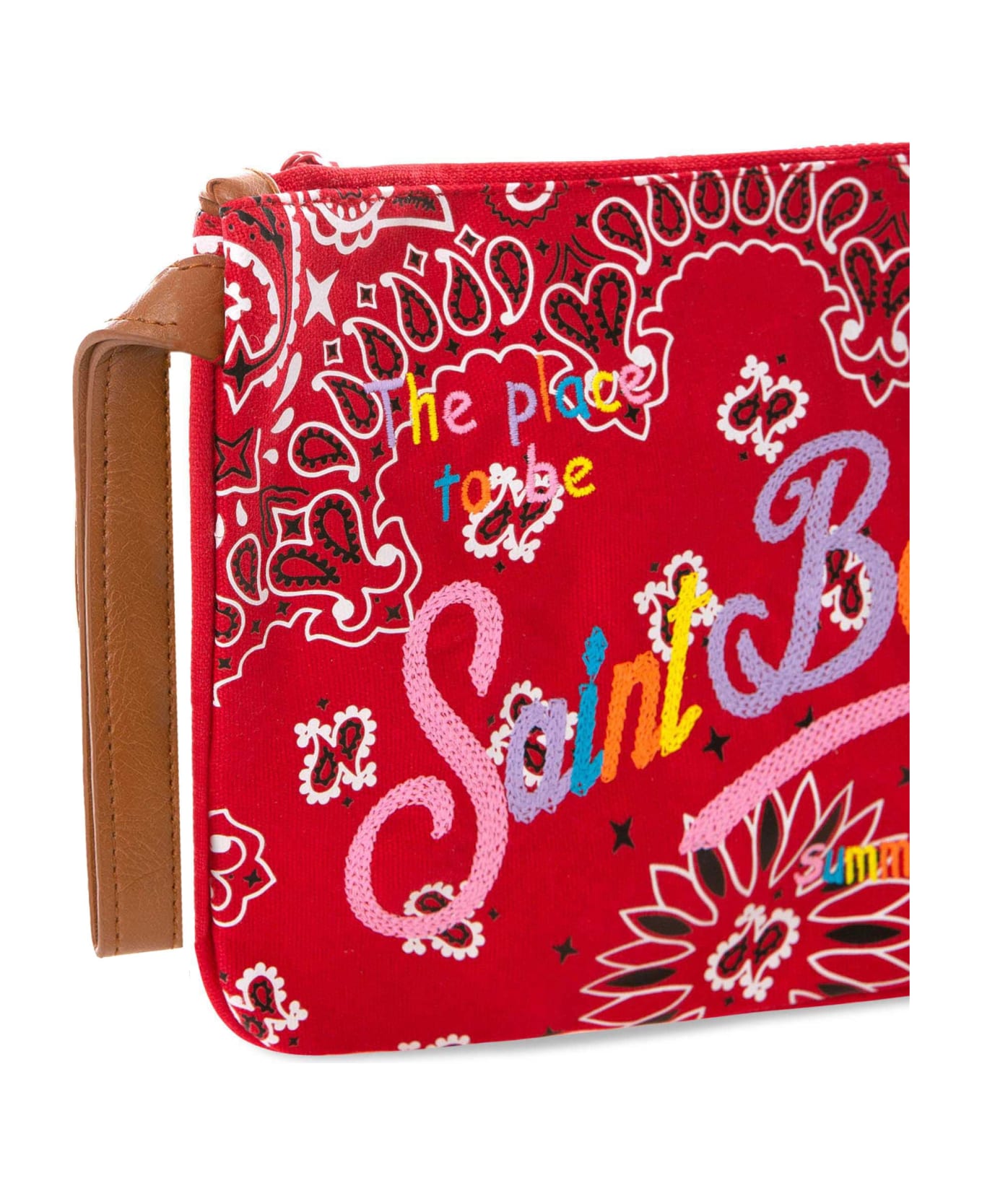 MC2 Saint Barth Parisienne Canvas Pouch Bag With Bandanna Print - RED